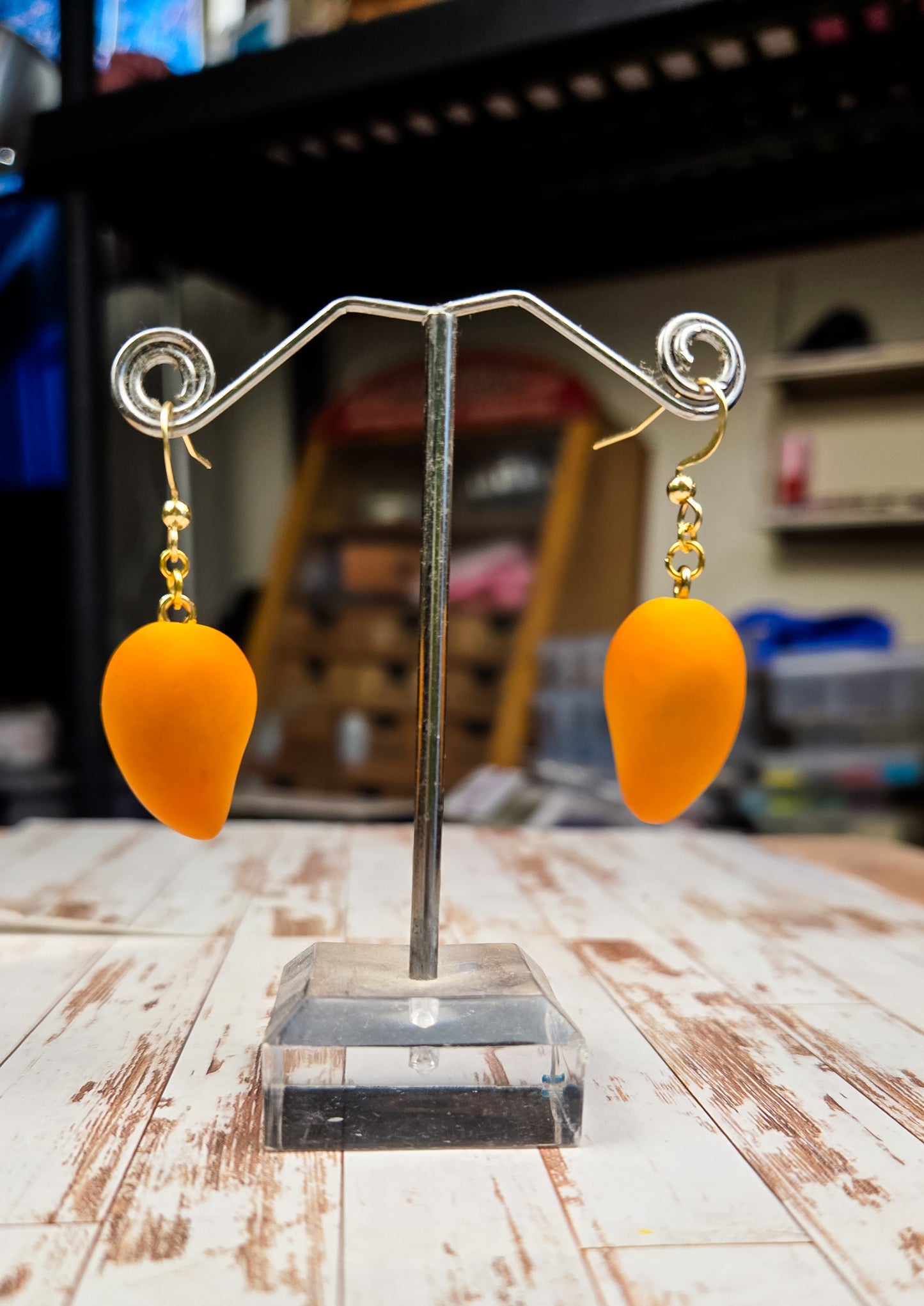 Handsculpted handpainted mango earrings