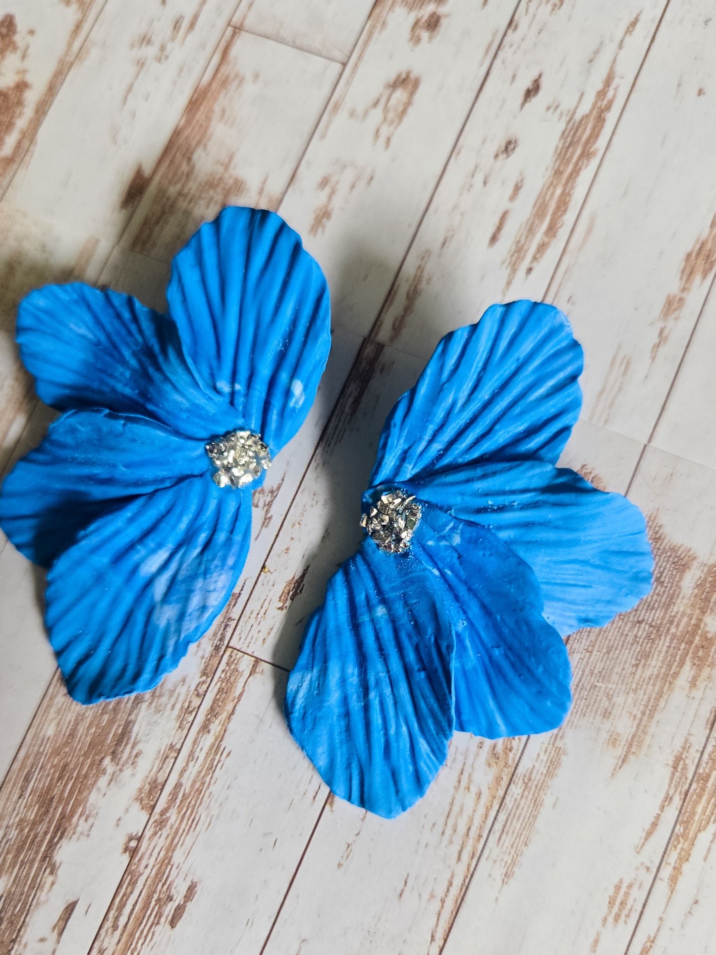 Handsculpted Flower Petal Studs with geode centre