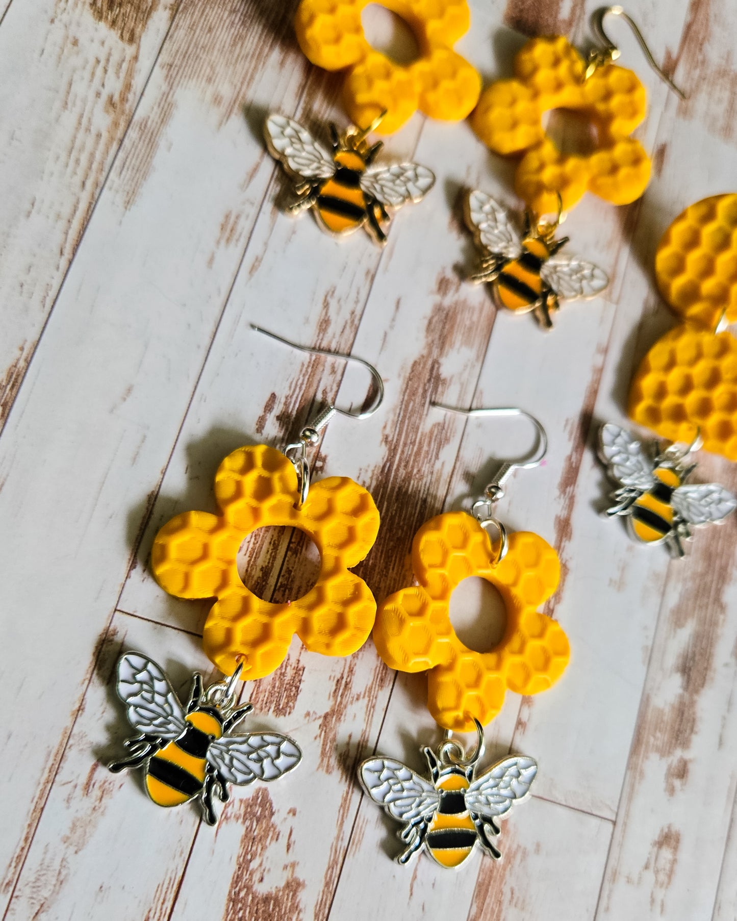 Honeycomb Bee Earrings