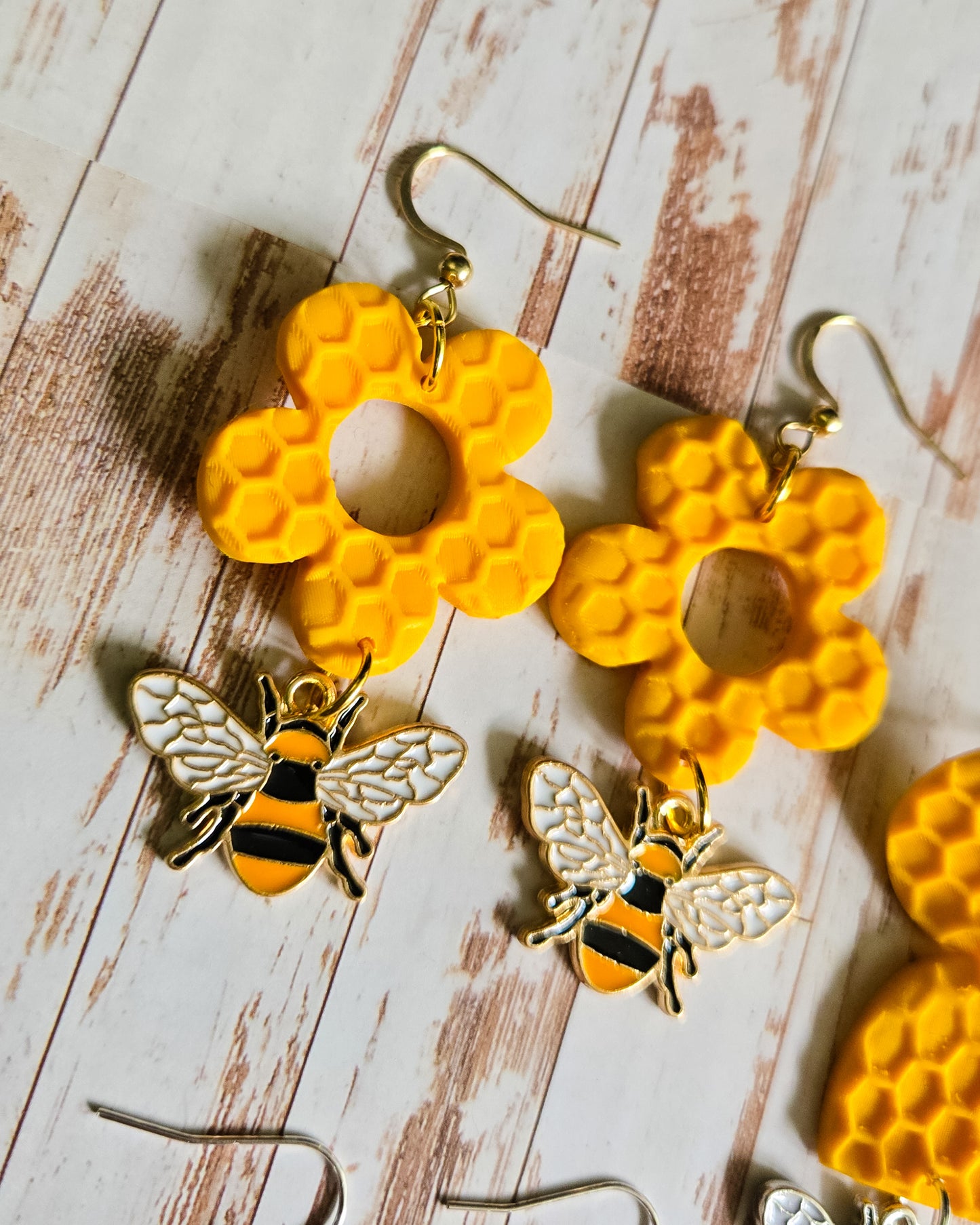 Honeycomb Bee Earrings