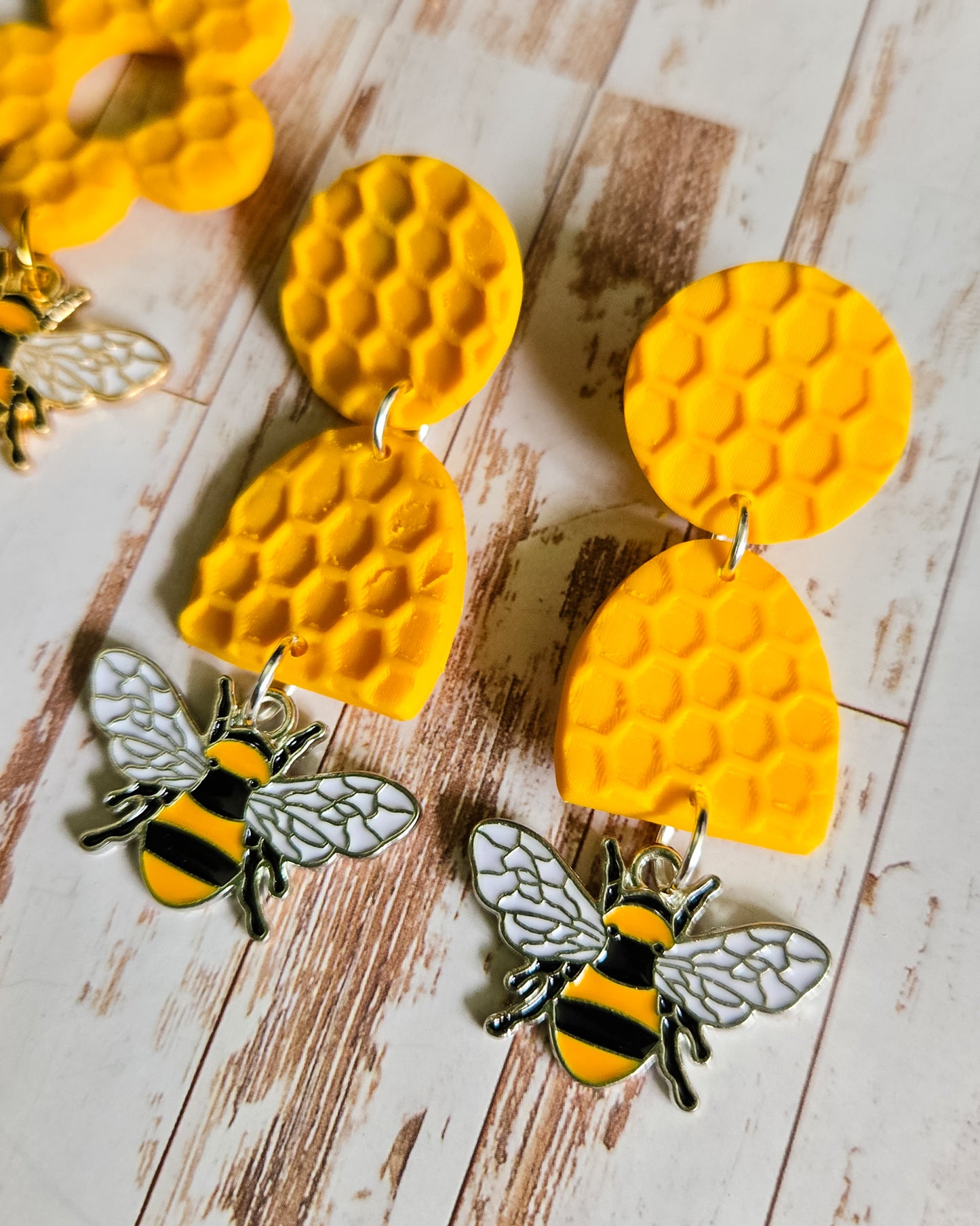 Honeycomb Bee Earrings