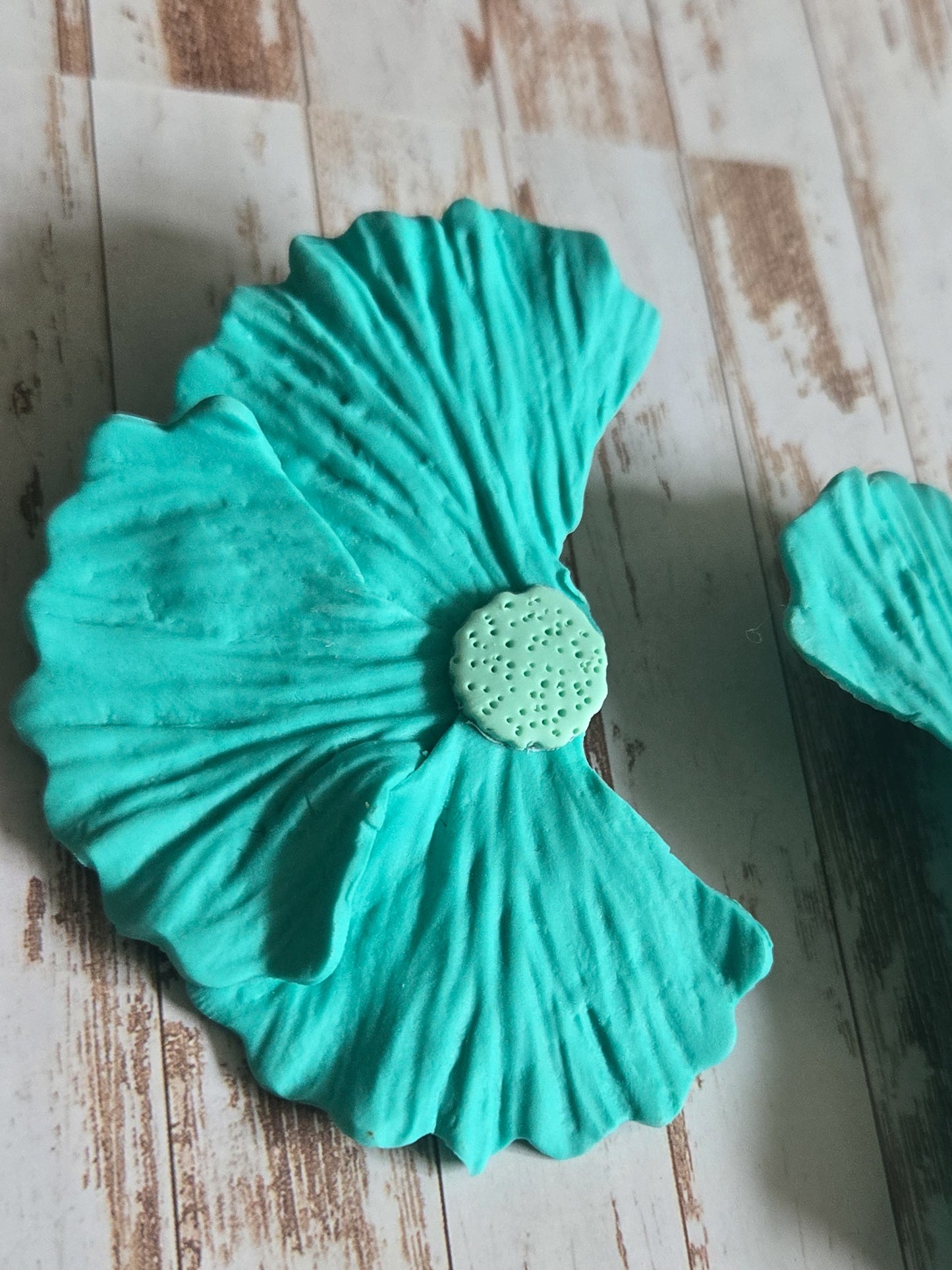 Blue Paradise Flower Studs, handsculpted petals