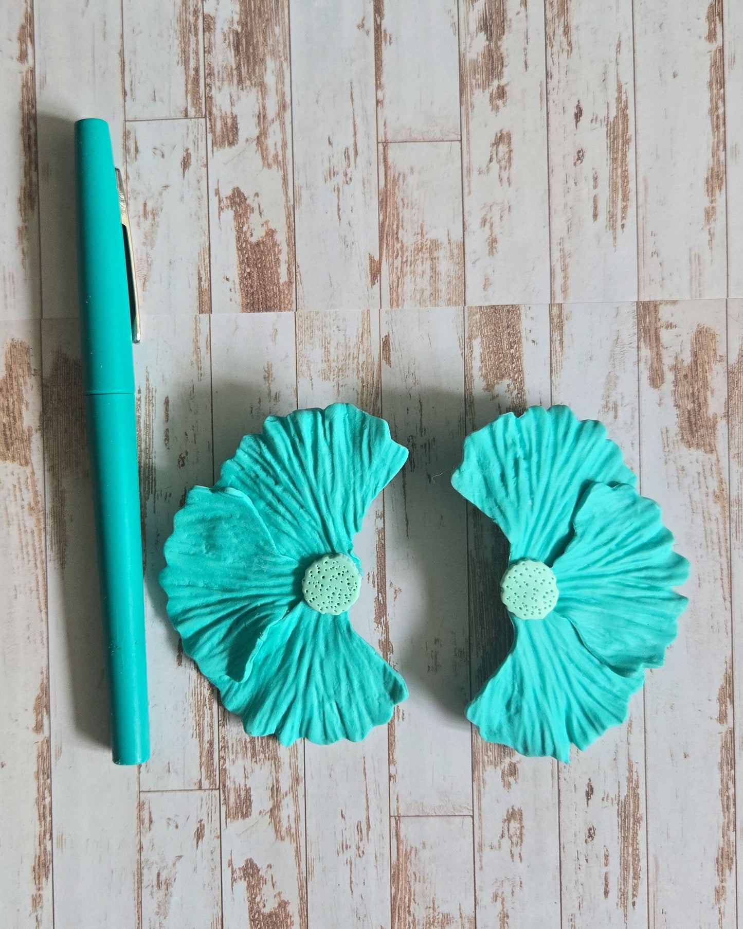 Blue Paradise Flower Studs, handsculpted petals