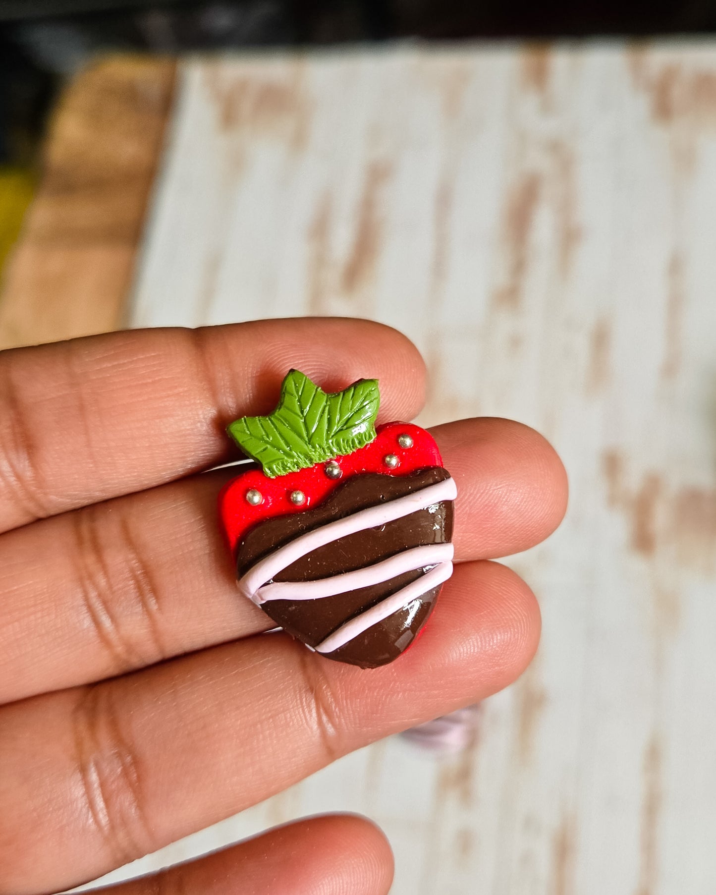 Strawberry Stud Earrings, chocolate covered strawberries, gold bead strawberries
