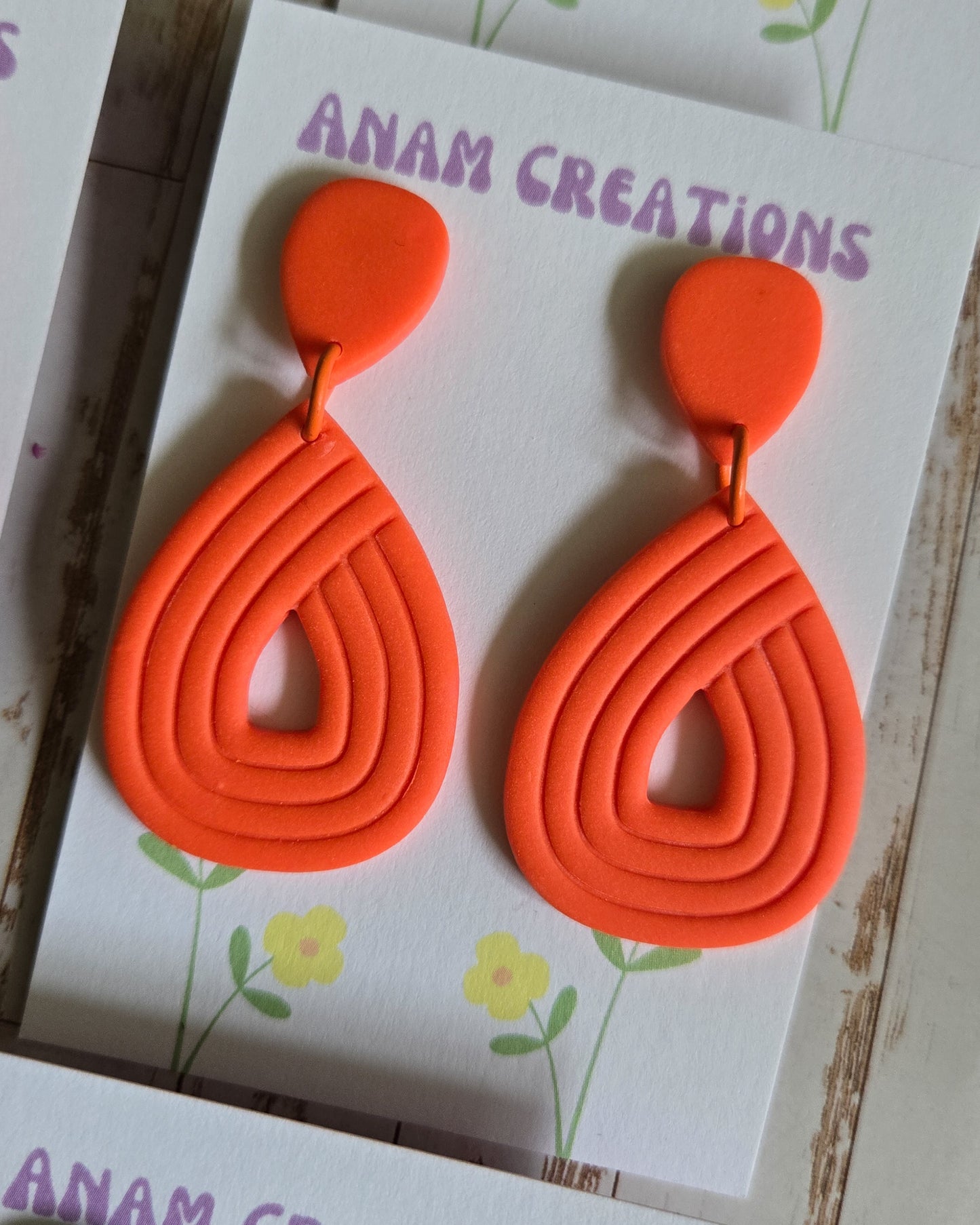 Boho Swirl Earrings, bold colours, classic teardrop shape