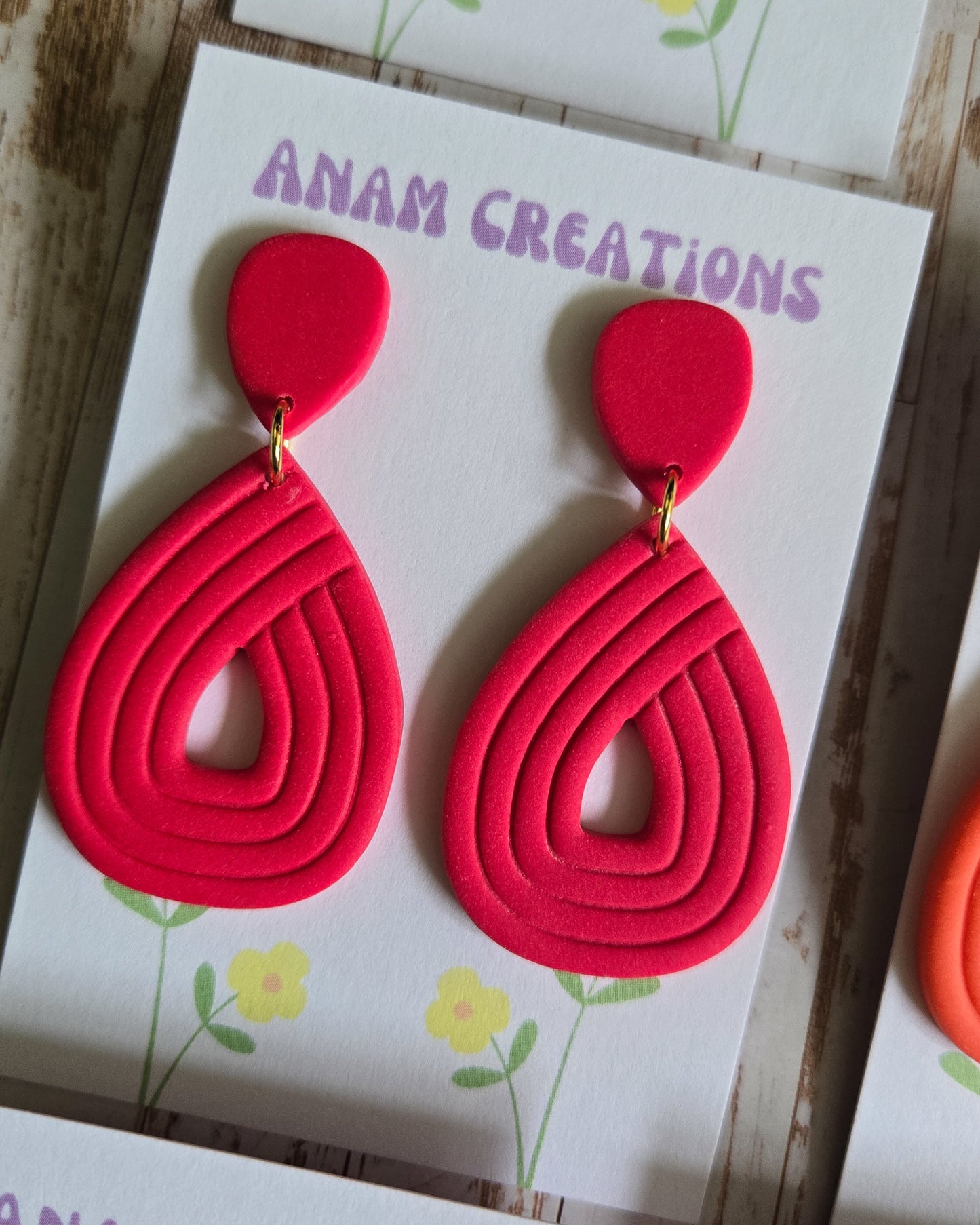 Boho Swirl Earrings, bold colours, classic teardrop shape