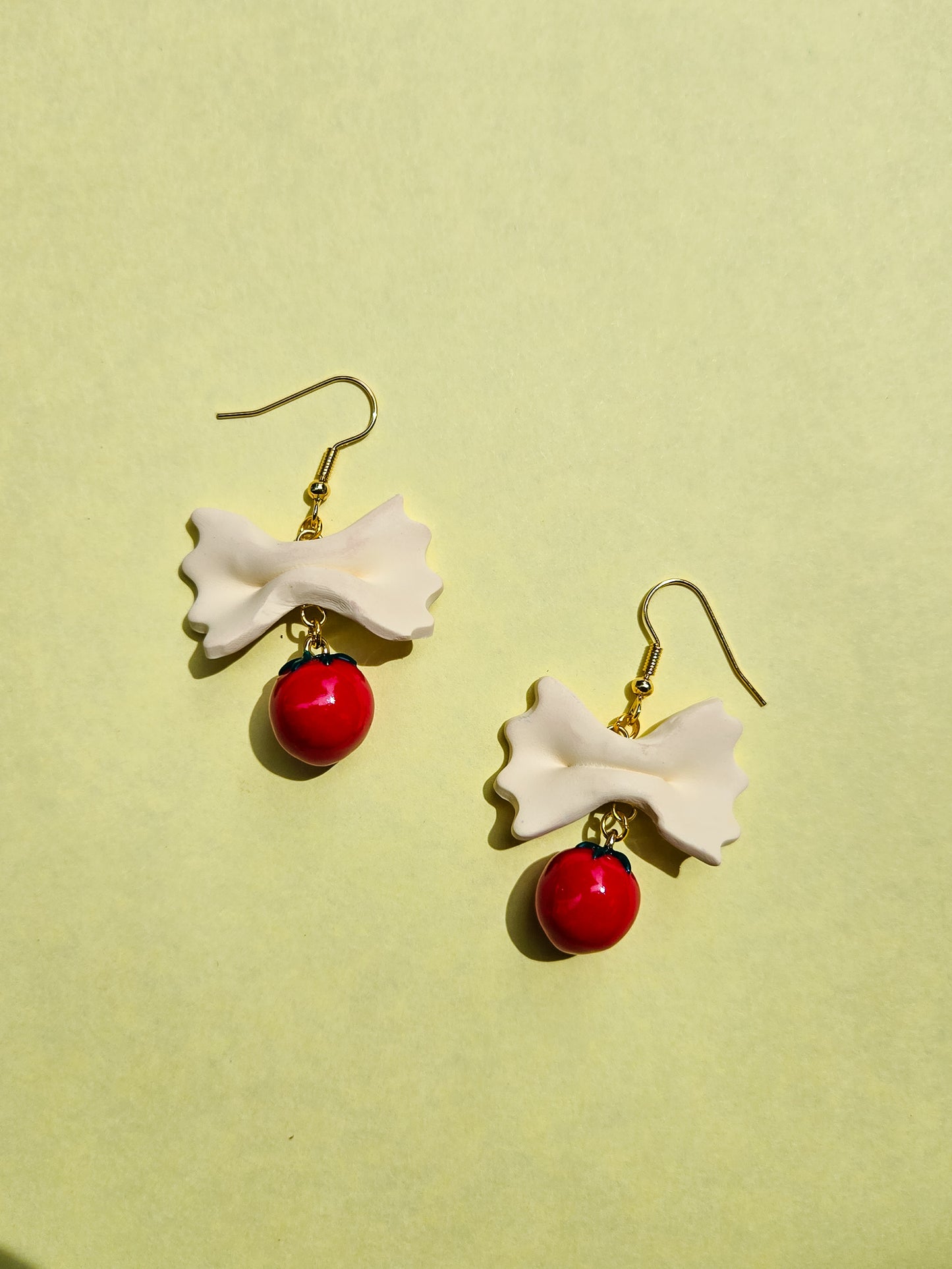 Farfalle Tomato Earrings, handsculpted