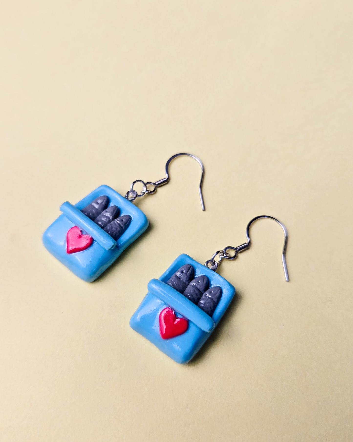 Handsculpted Sardine Can Earrings