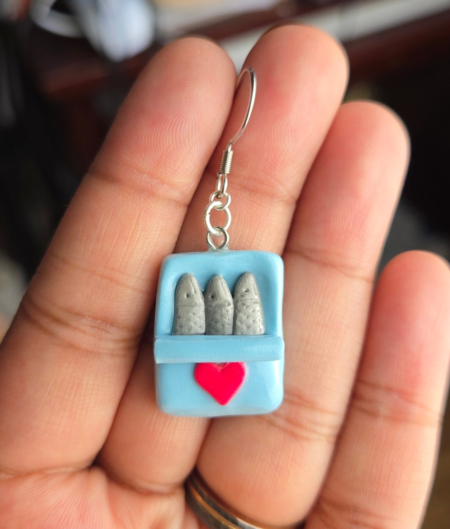Handsculpted Sardine Can Earrings