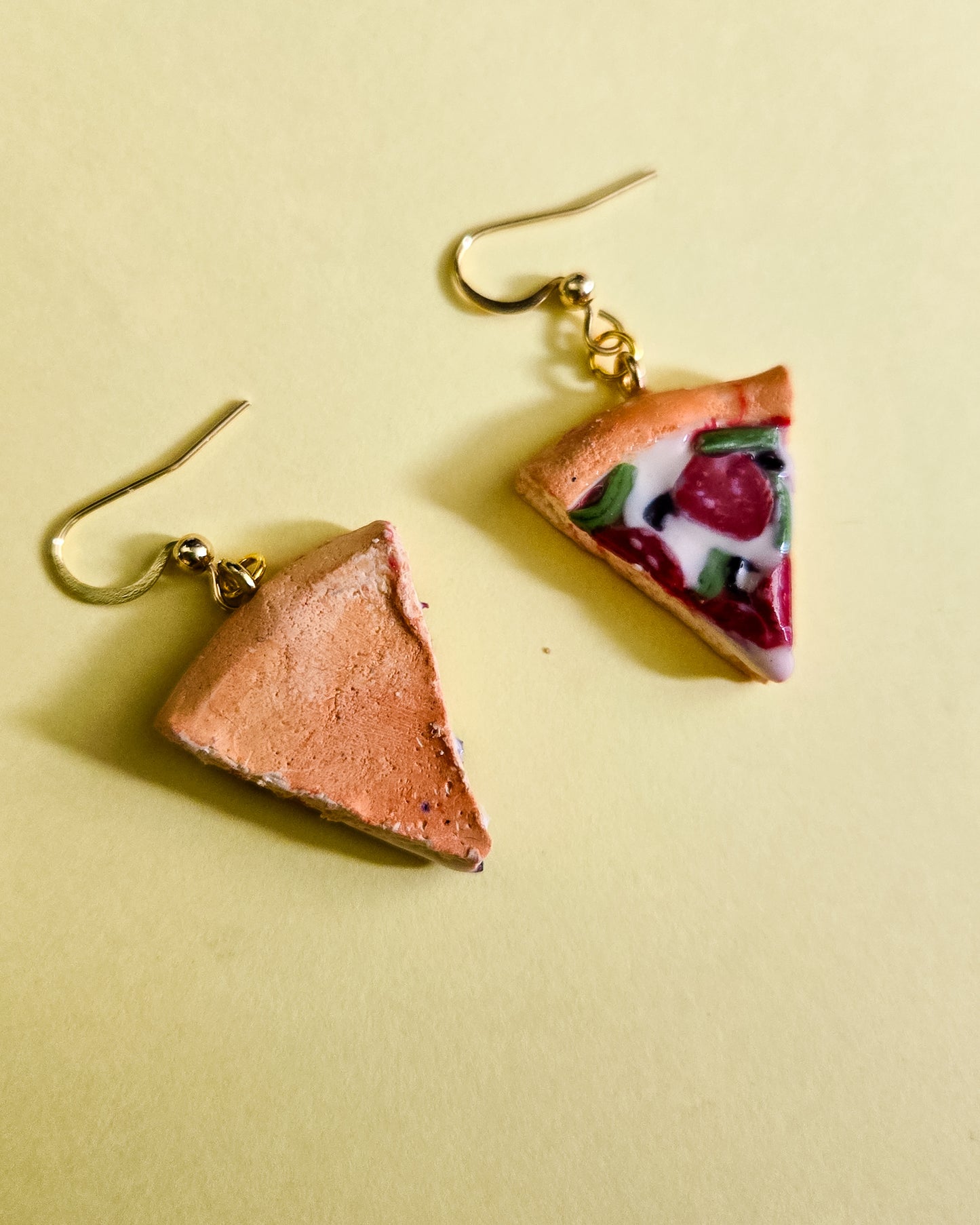 Handsculpted Pizza Slice Earrings