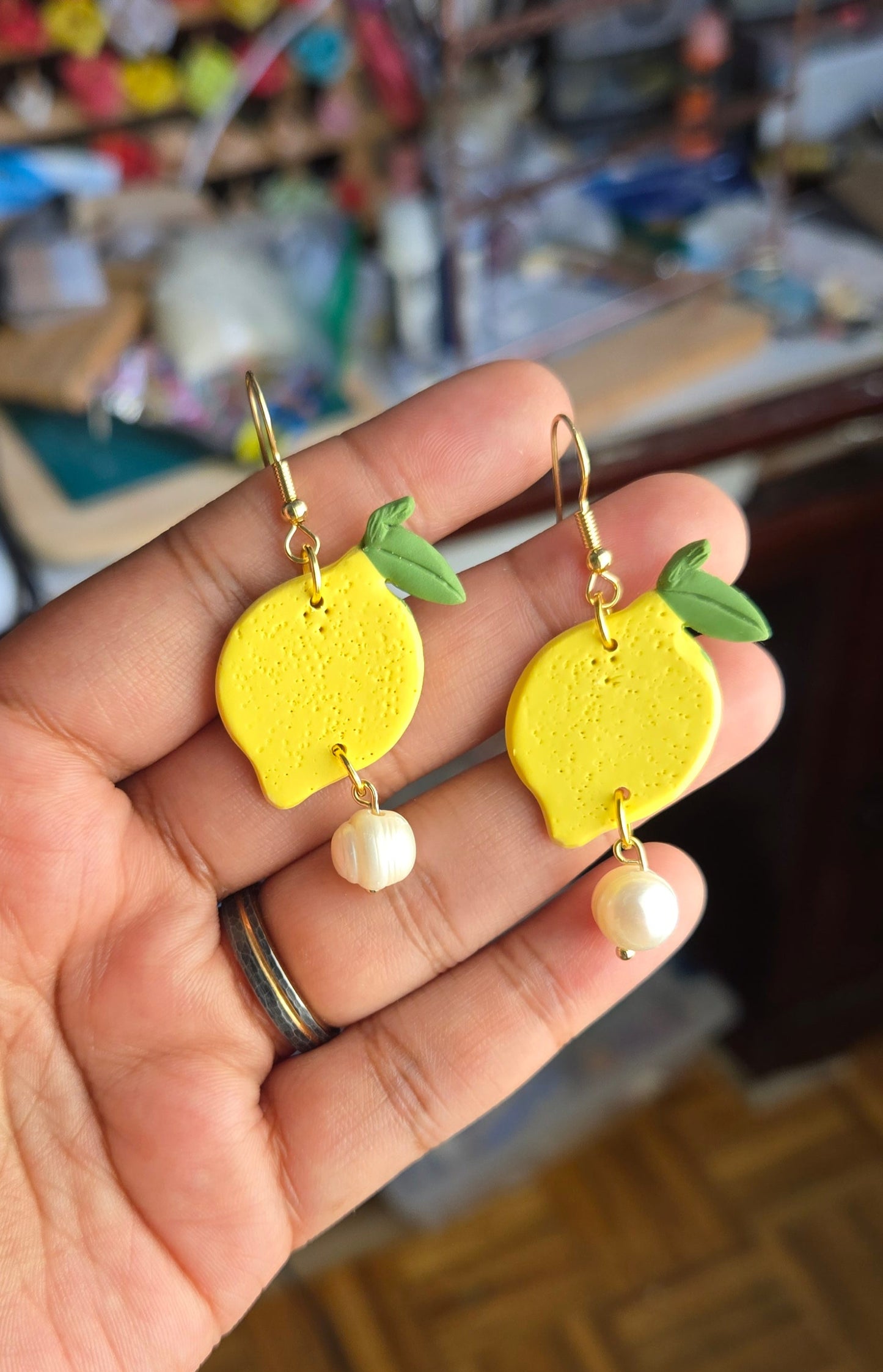 Lemon Pearl Earrings, freshwater potato pearl