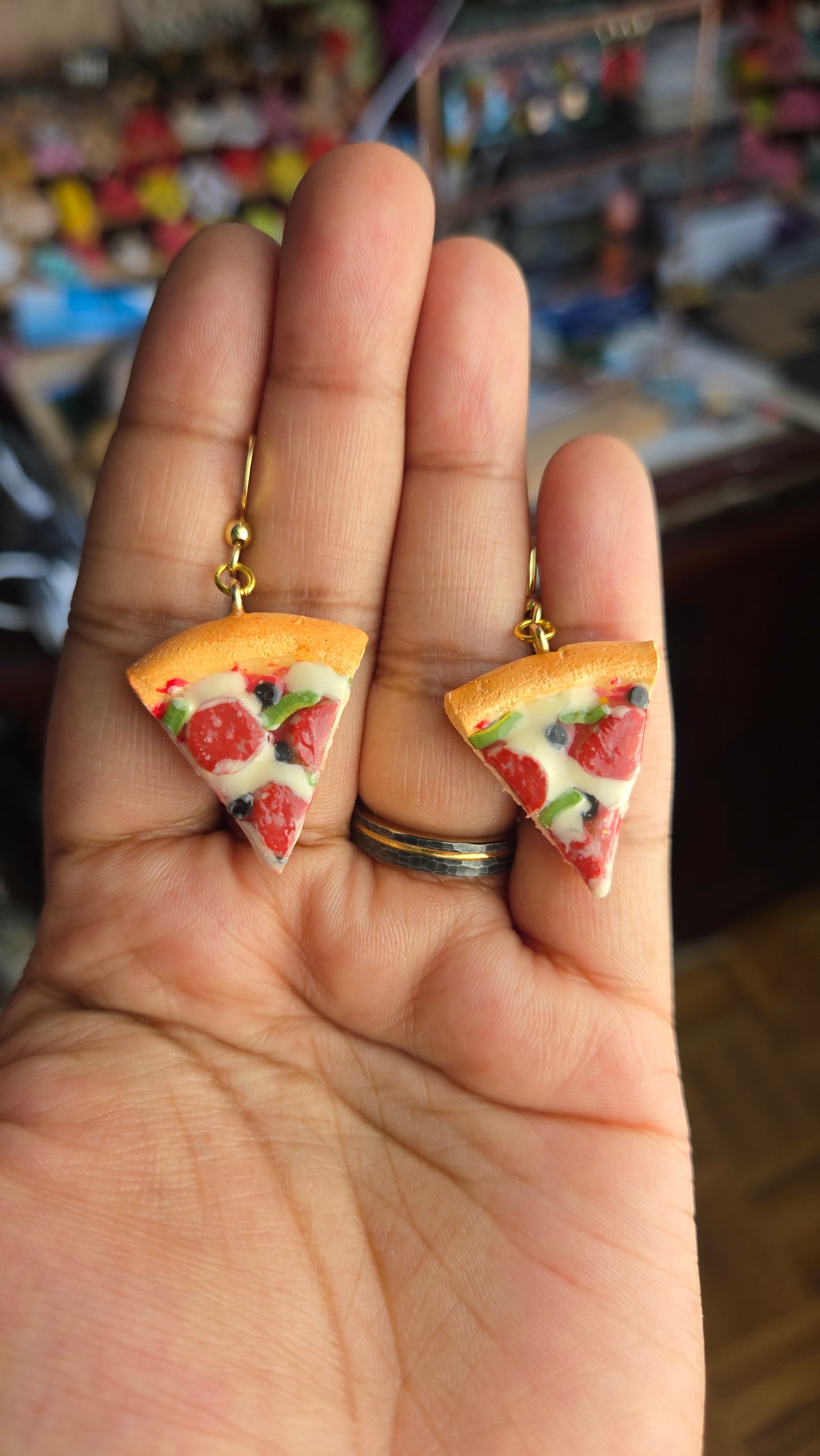 Handsculpted Pizza Slice Earrings