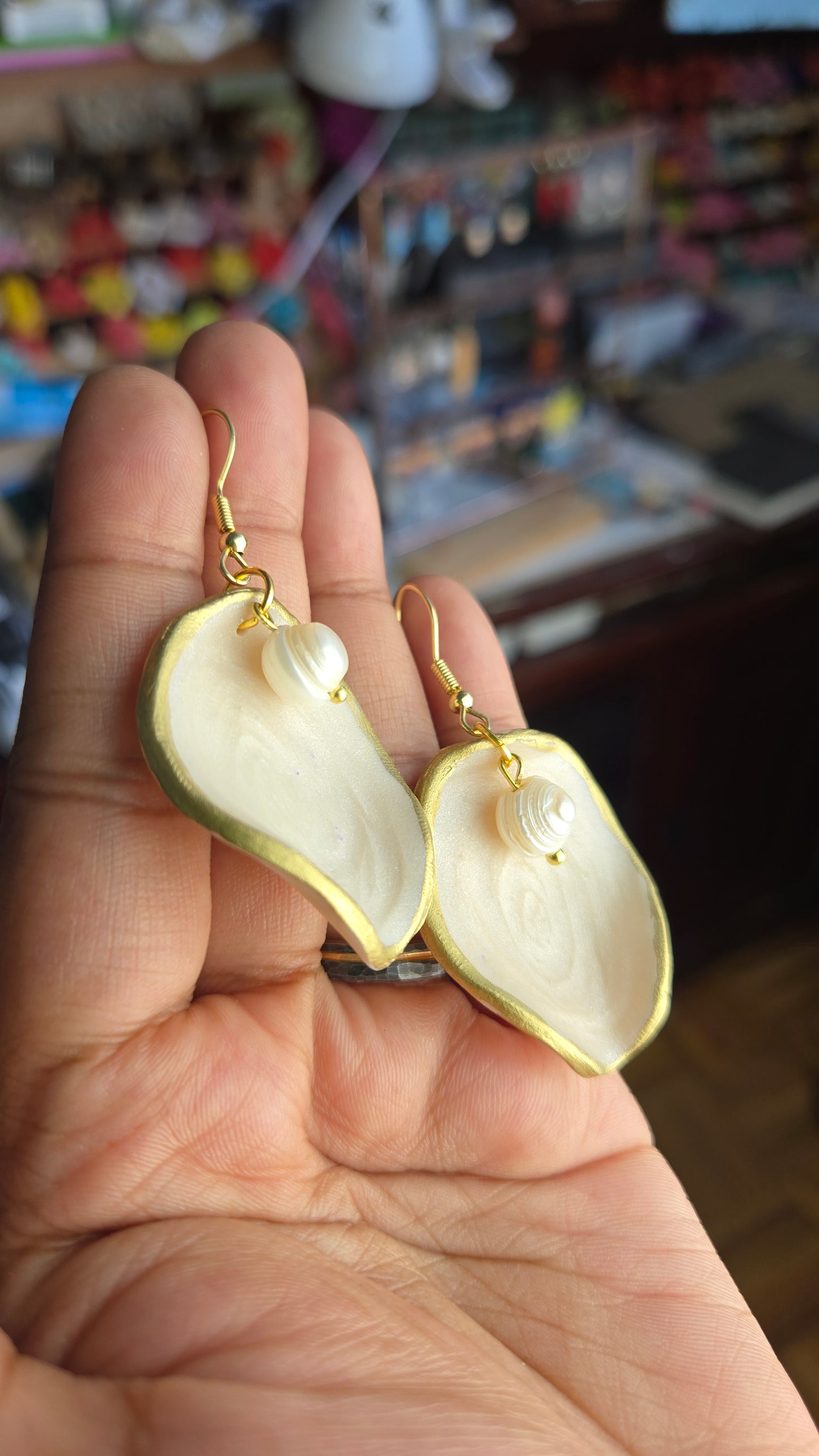 Oyster inspired Freshwater Potato Pearl Earrings