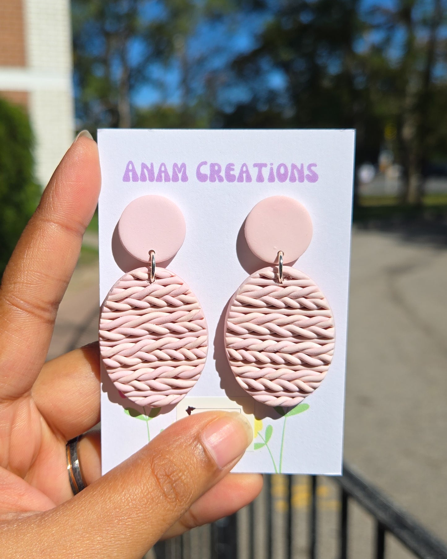 Baby Pink Knit Earrings, THREE DIFFERENT PAIRS AVAILABLE