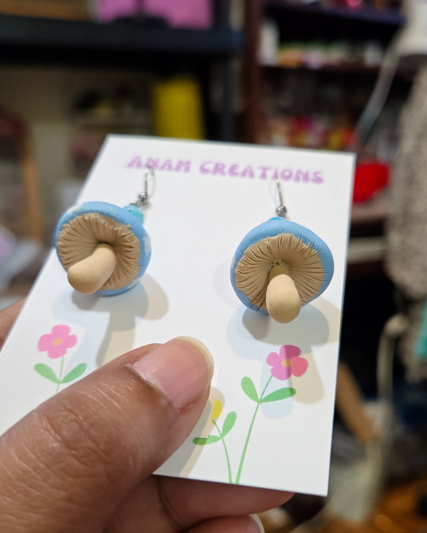 Baby Blue Mushroom Earrings, lily allen inspired