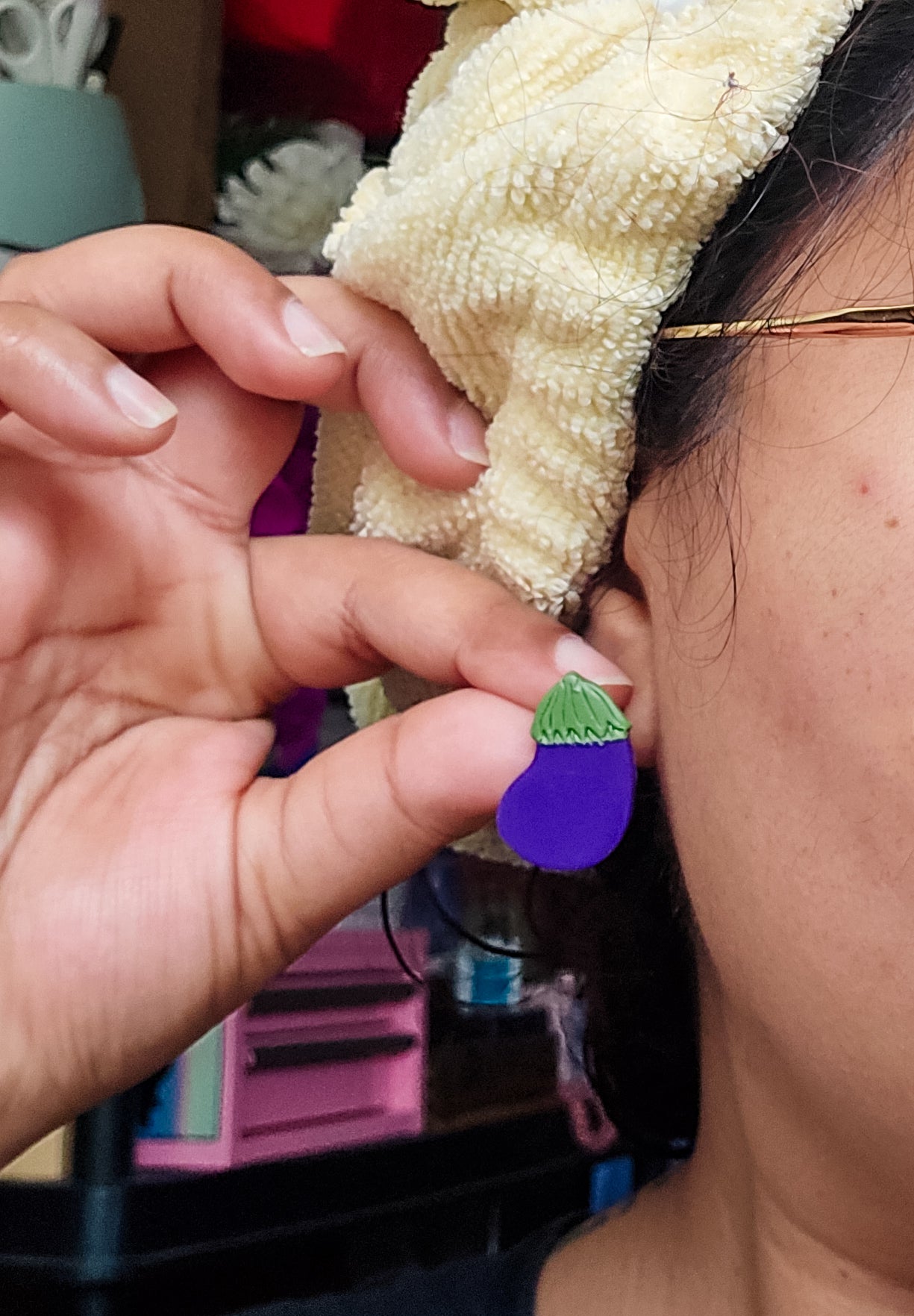 Eggplant Stud Earrings