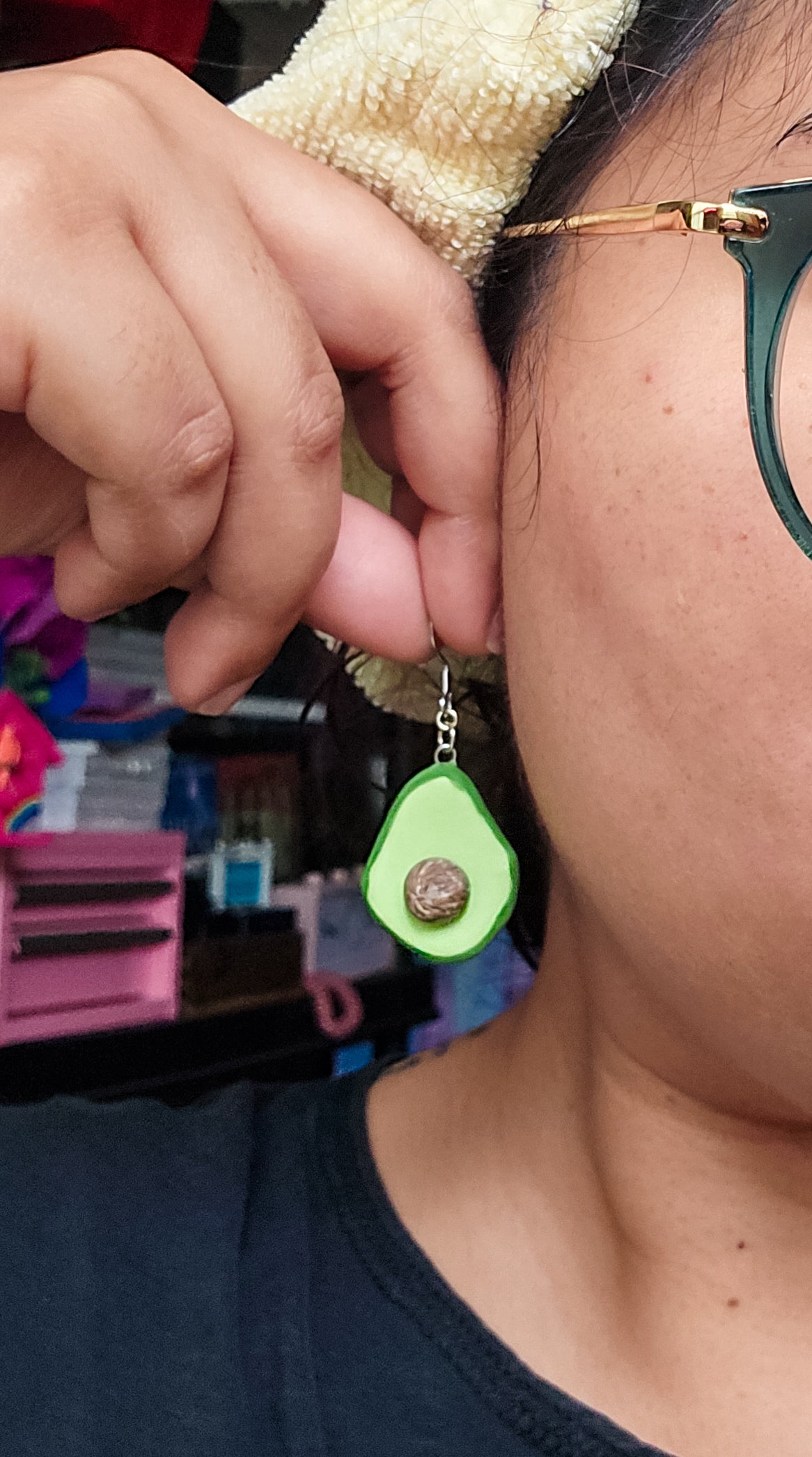 Avocado Earrings, handsculpted