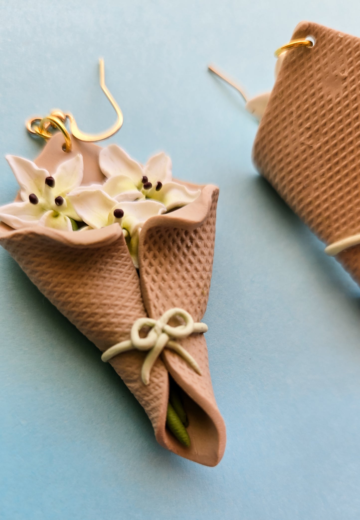 White Lily Bouquet Earrings