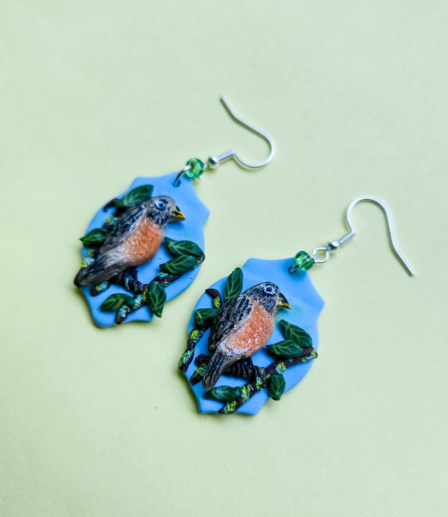 Robin on a Tree Branch Earrings