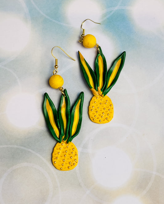 Handsculpted Beaded Pineapple Earrings