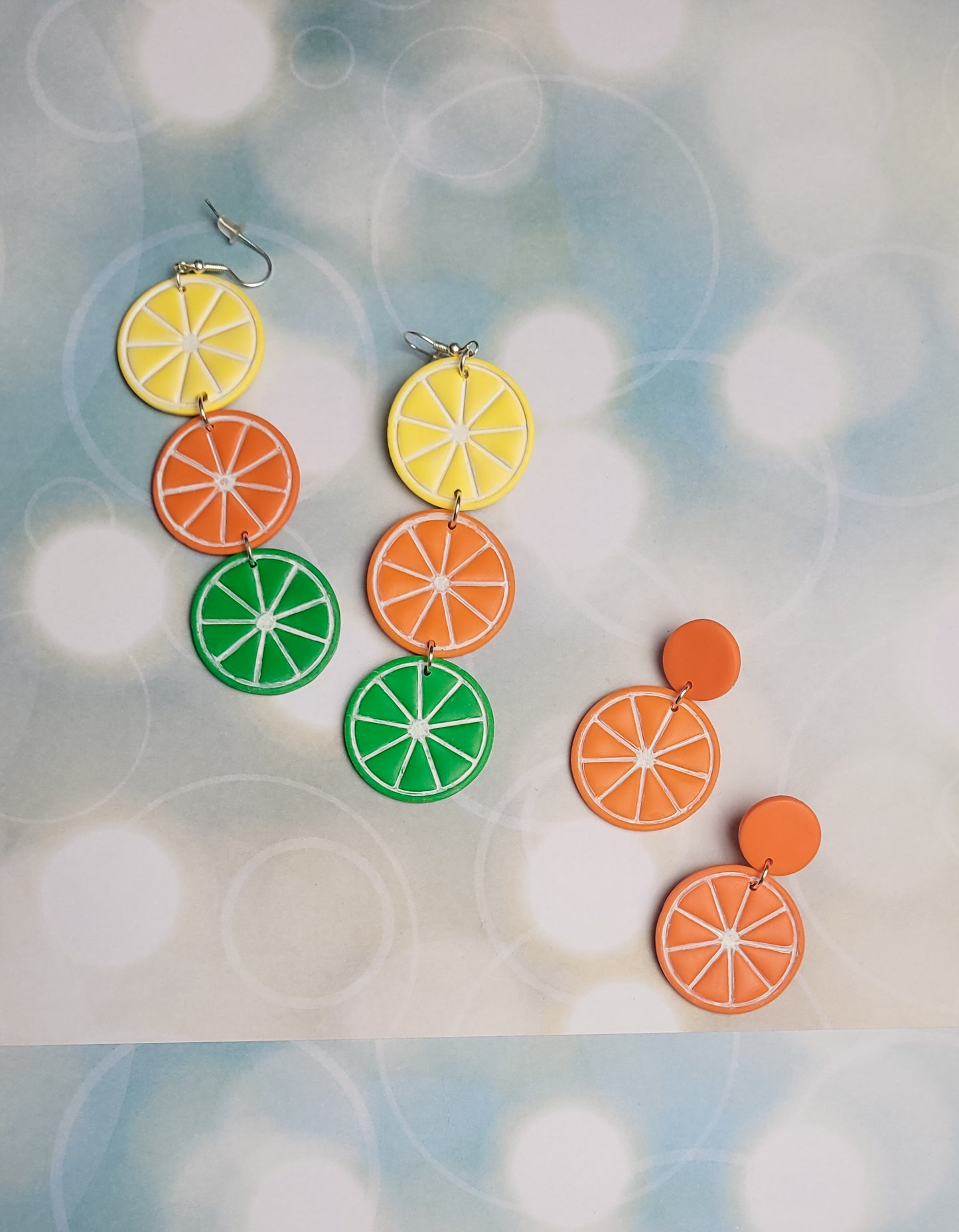 Citrus Earrings, lime lemon orange