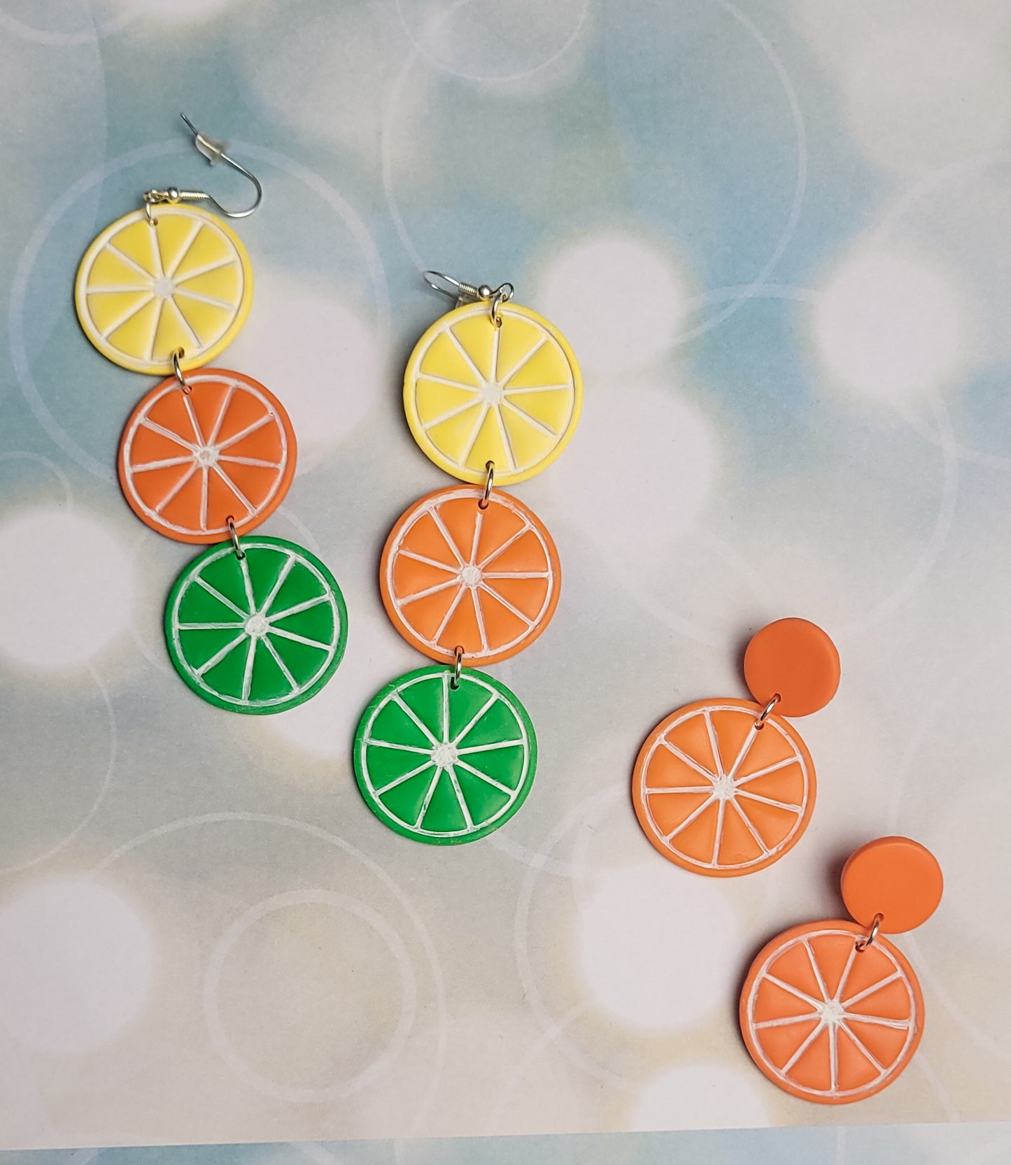 Citrus Earrings, lime lemon orange