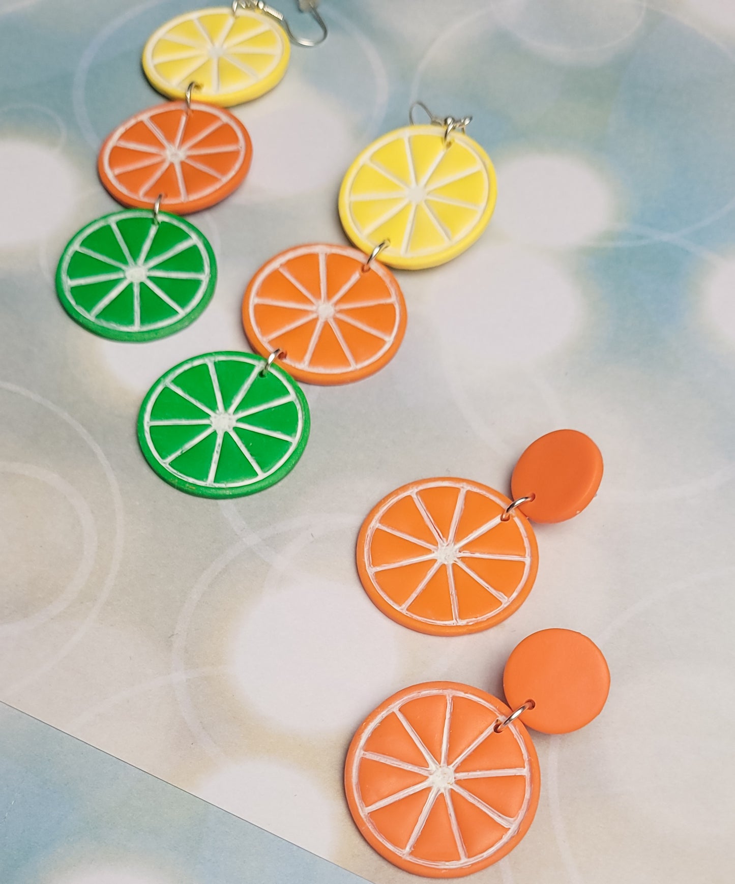 Citrus Earrings, lime lemon orange