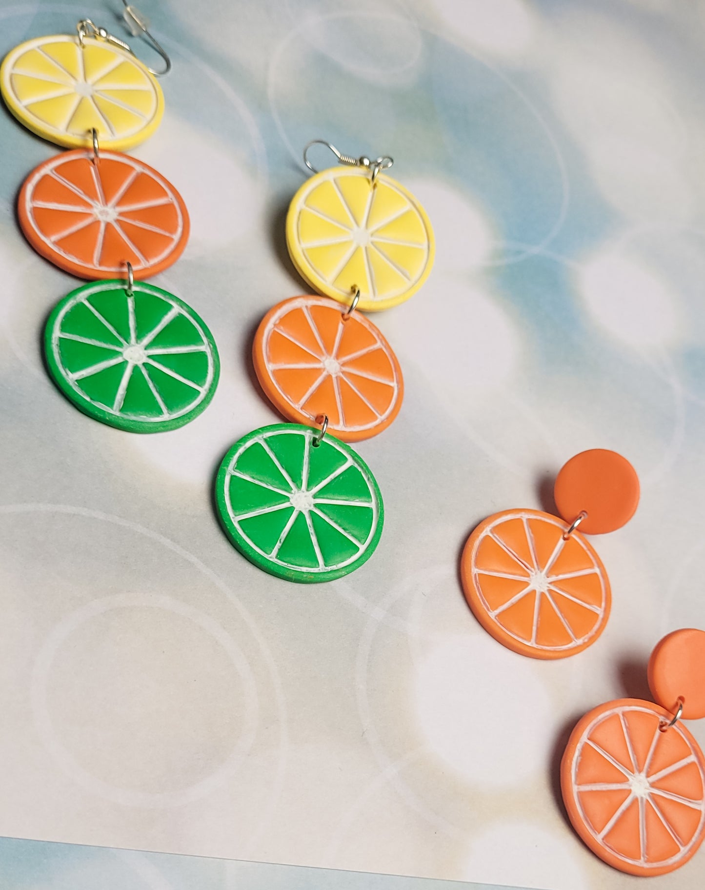 Citrus Earrings, lime lemon orange
