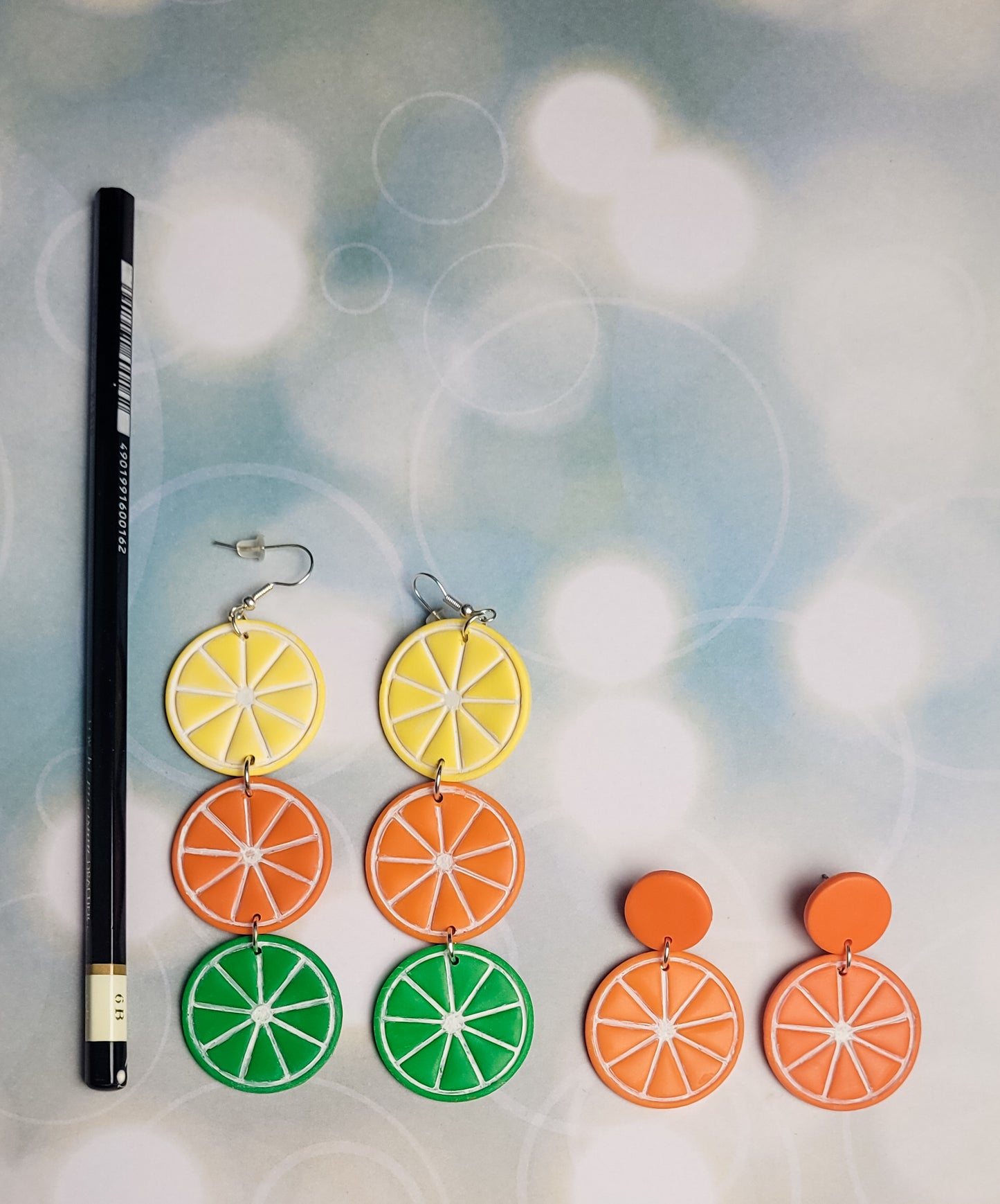 Citrus Earrings, lime lemon orange