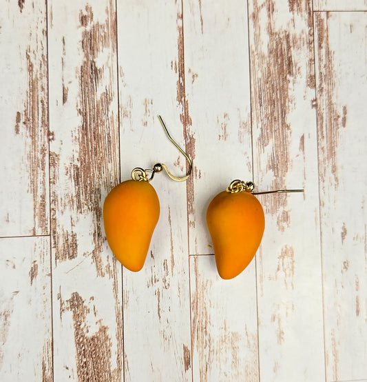 Handsculpted handpainted mango earrings