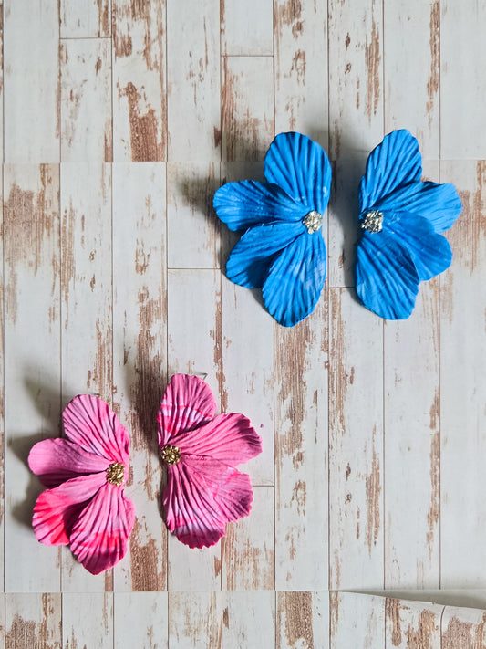 Handsculpted Flower Petal Studs with geode centre