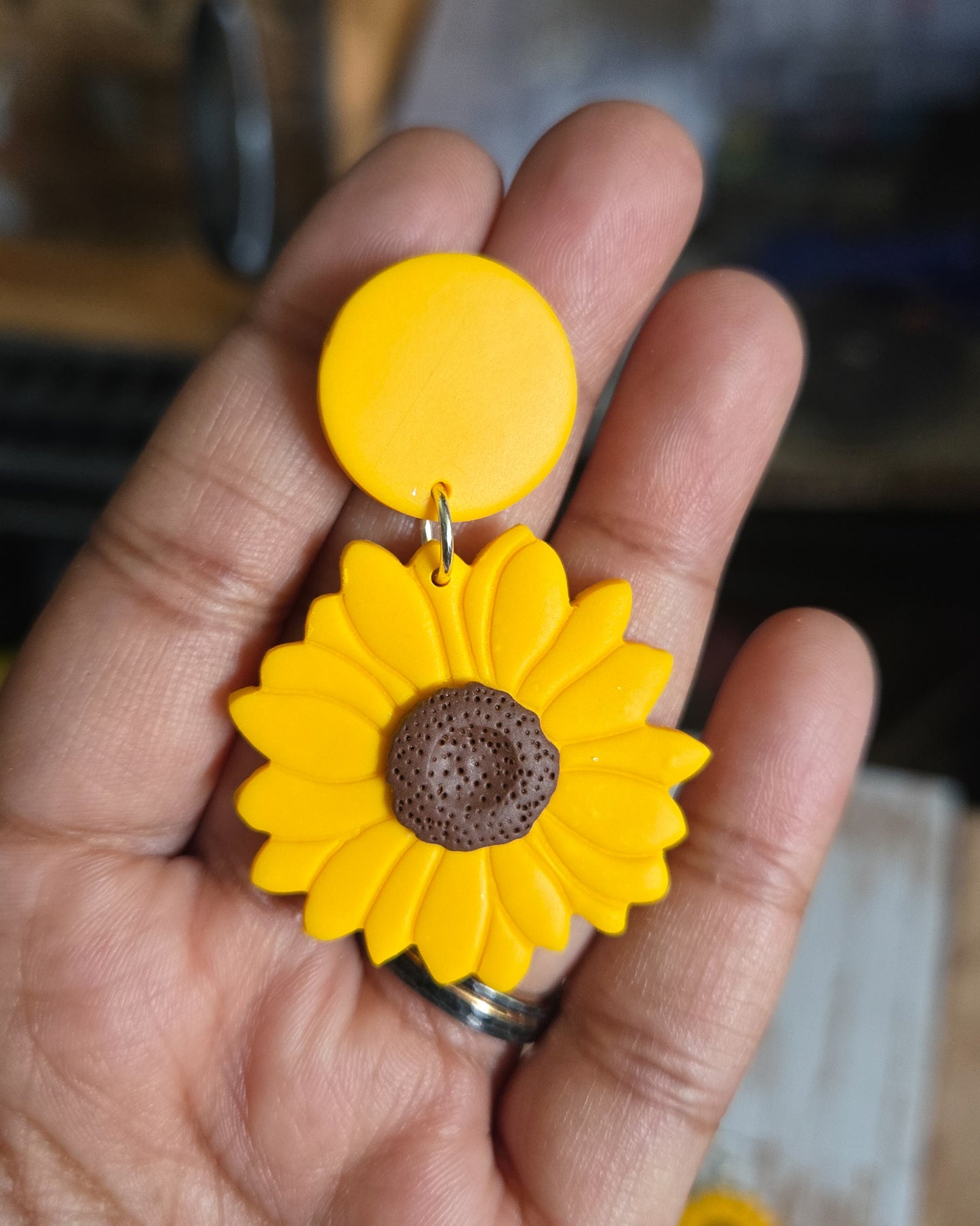 Sunflower Stud Dangle Earrings