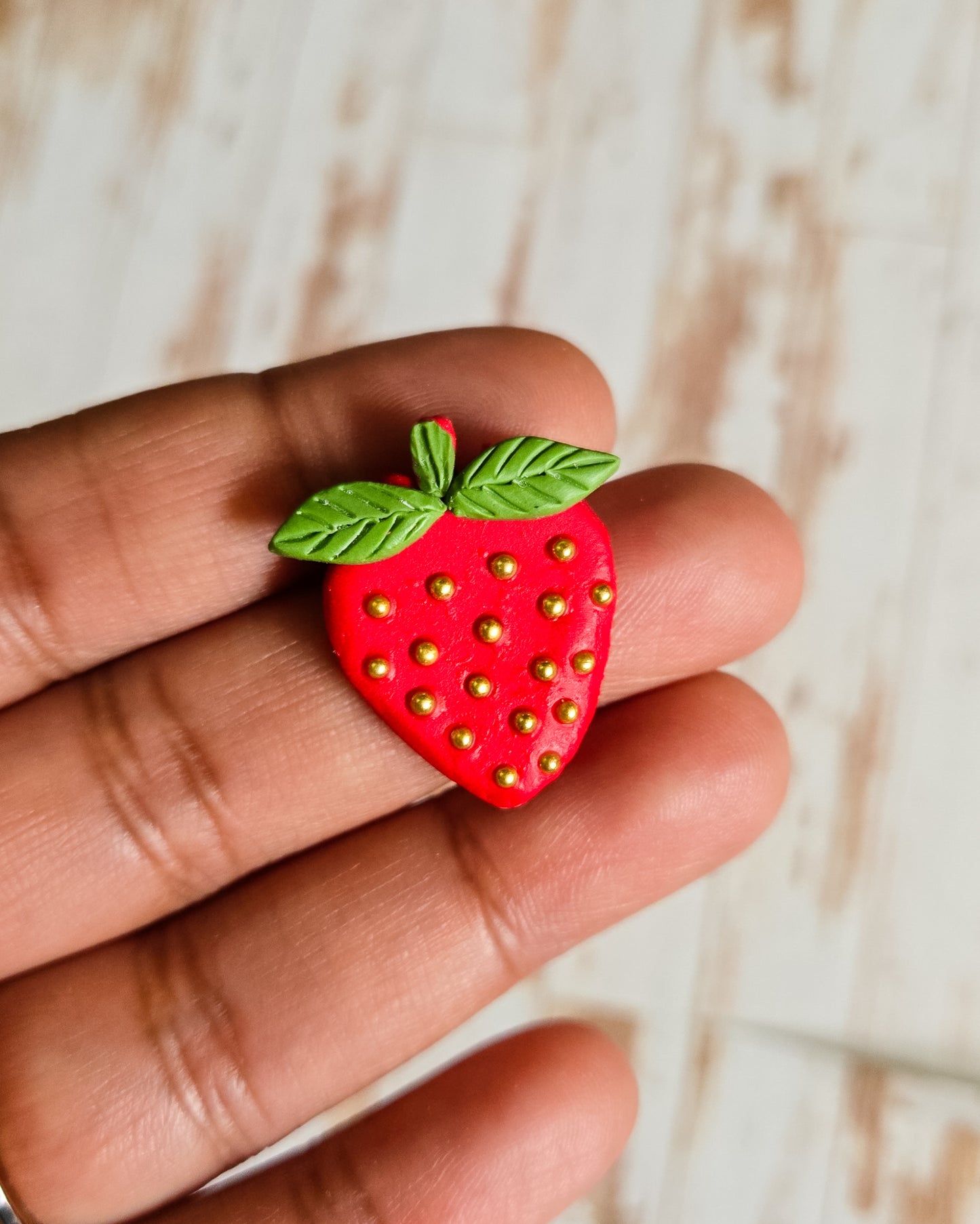 Strawberry Stud Earrings, chocolate covered strawberries, gold bead strawberries