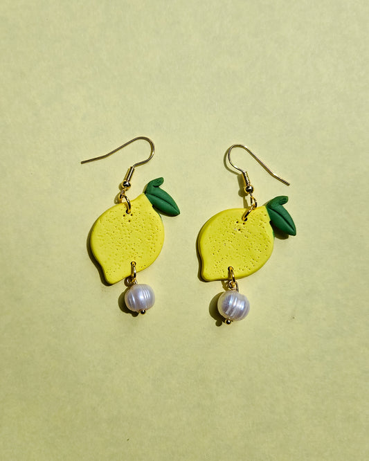 Lemon Pearl Earrings, freshwater potato pearl