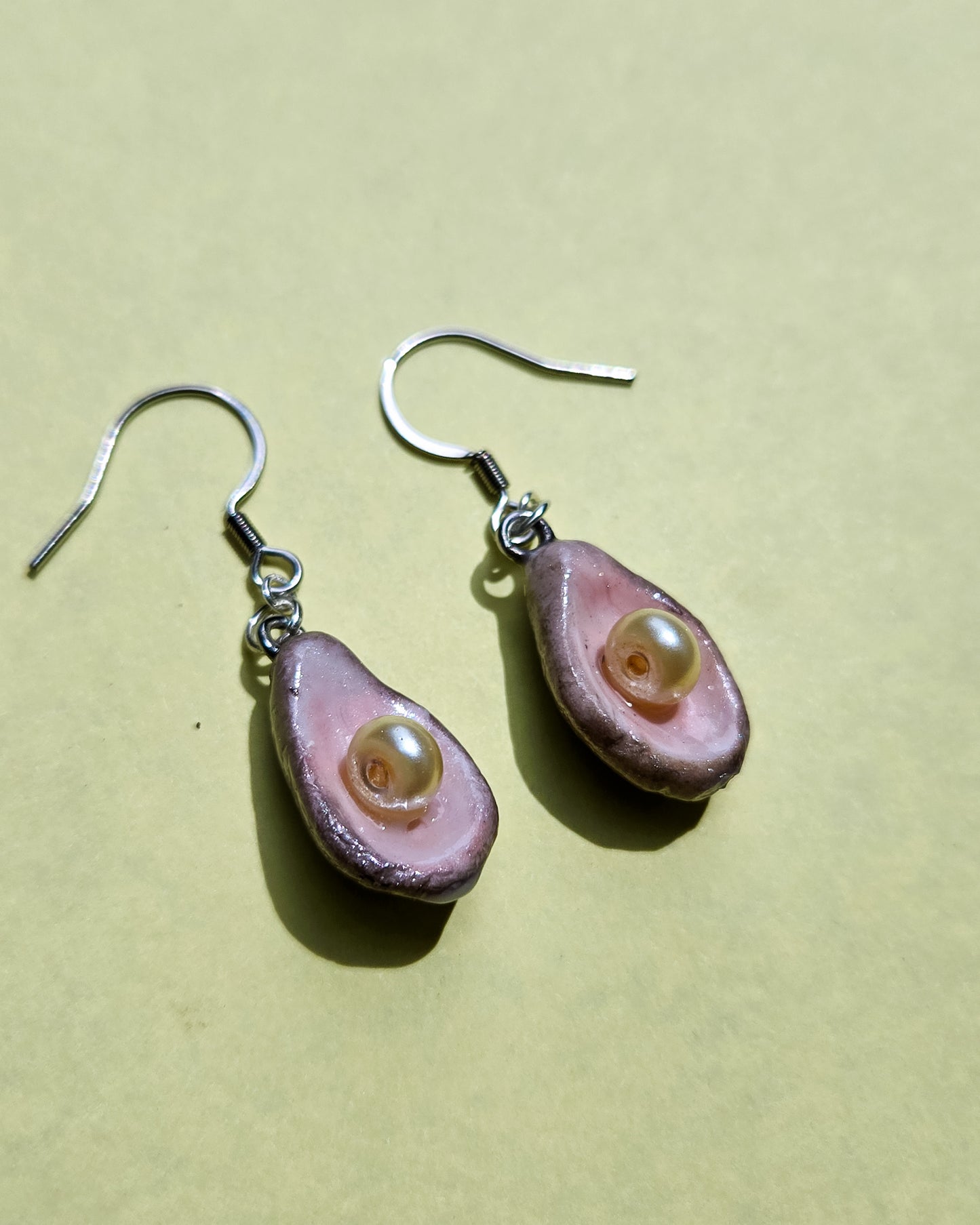 Handsculpted Oyster Pearl Earrings