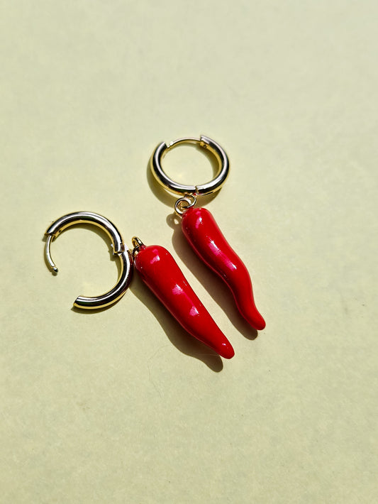 Cornicello Earrings, handsculpted cornicello, italian pride
