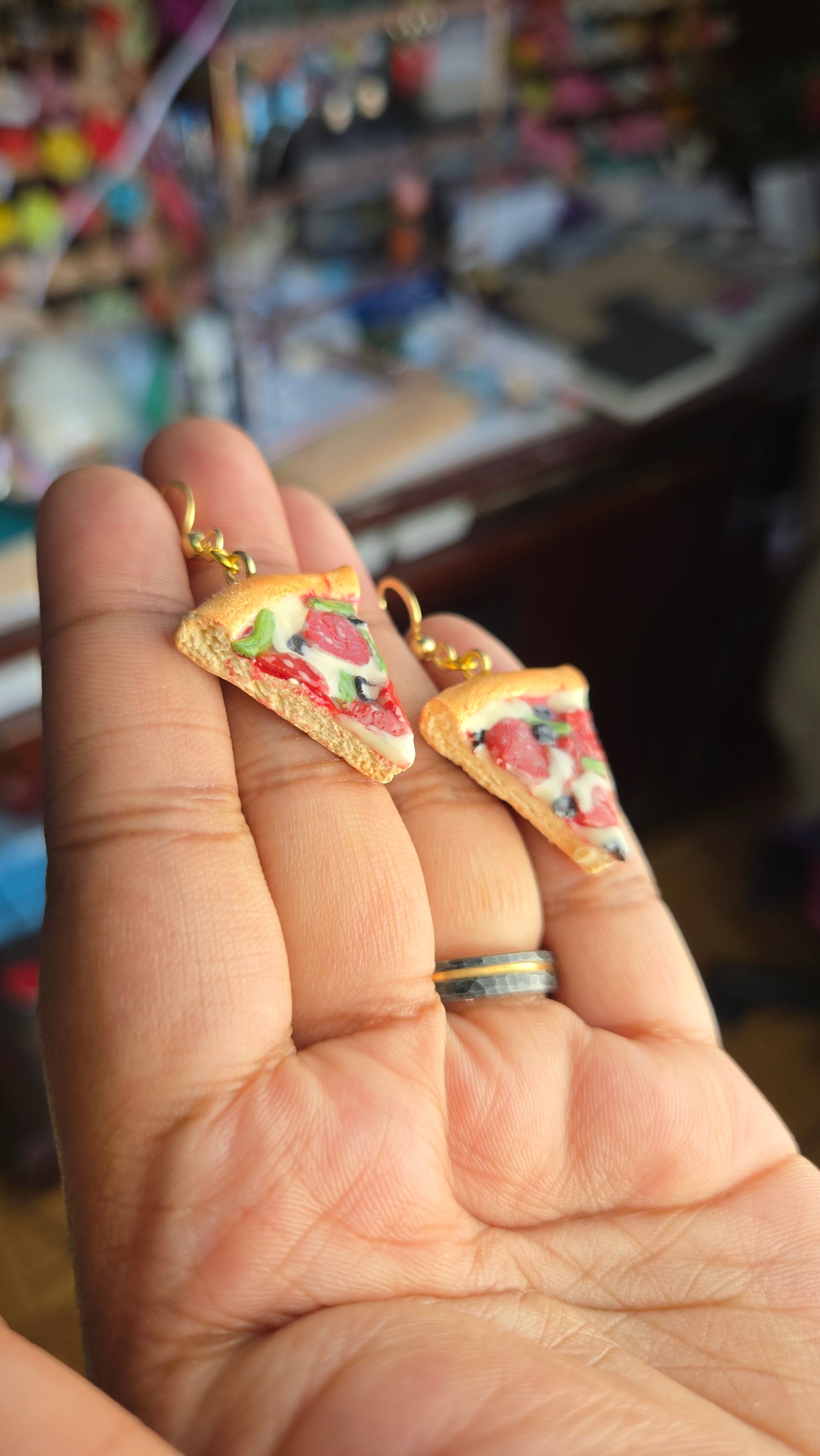 Handsculpted Pizza Slice Earrings