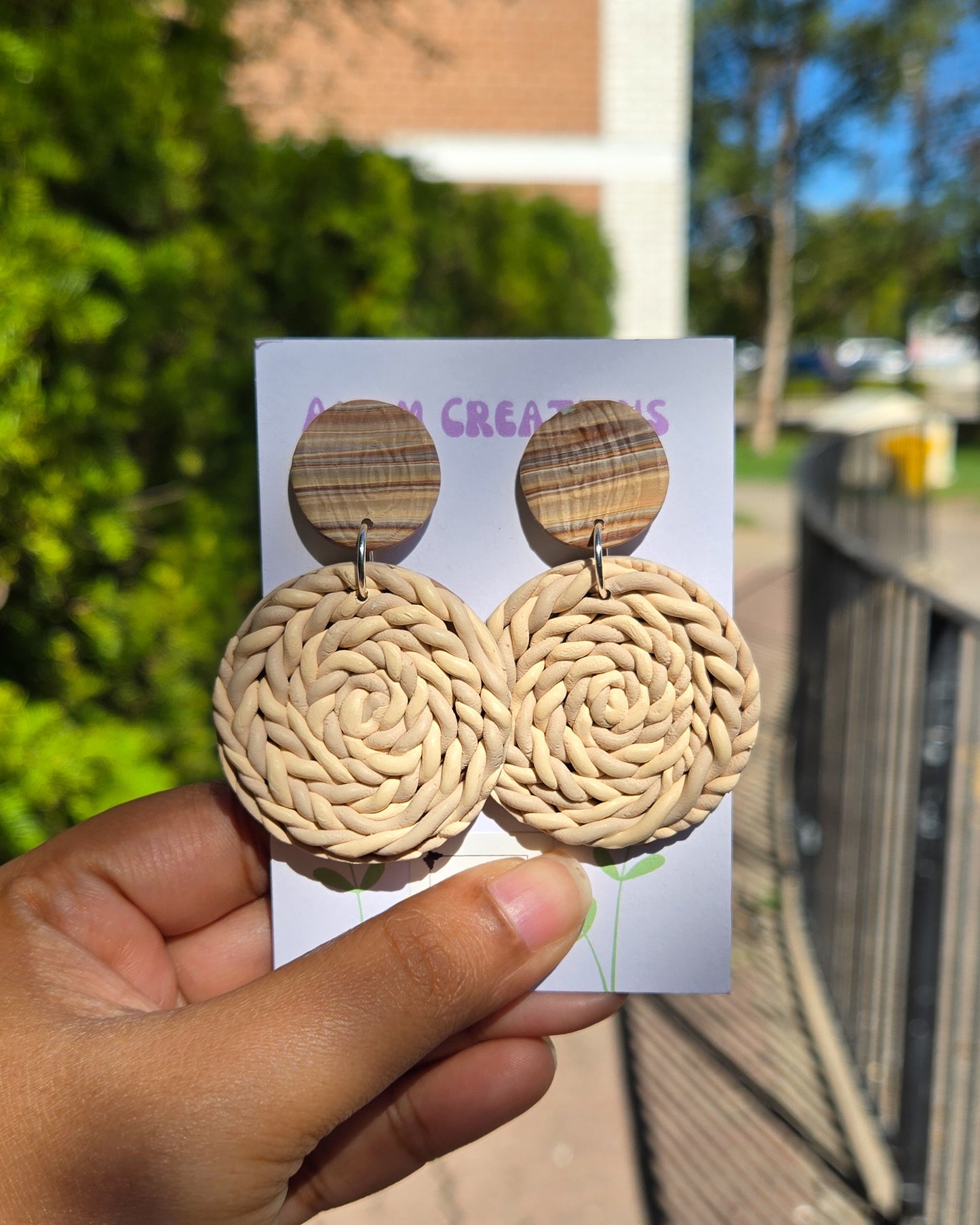 Woven Basket Coil Inspired Earrings, FIVE DIFFERENT PAIRS AVAIL.