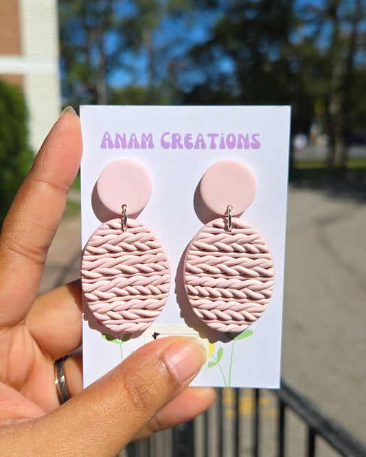 Baby Pink Knit Earrings, THREE DIFFERENT PAIRS AVAILABLE