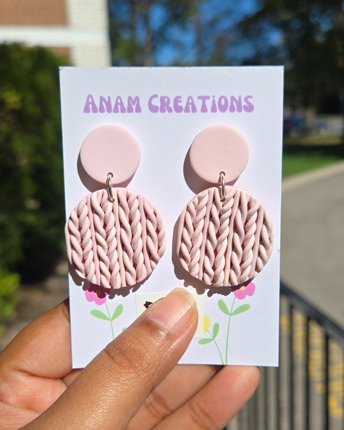 Baby Pink Knit Earrings, THREE DIFFERENT PAIRS AVAILABLE