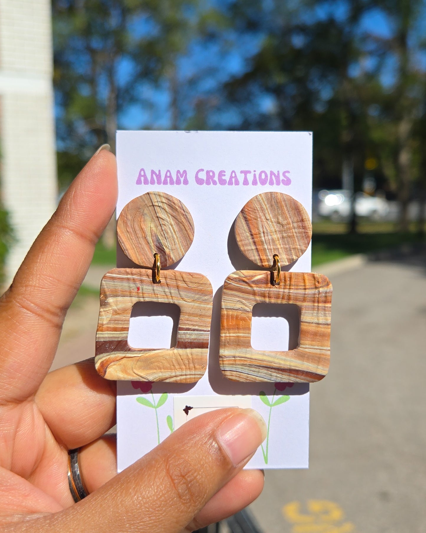 Wood Inspired Earrings, wood is technically used as textiles now with cellulose