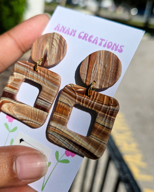 Wood Inspired Earrings, wood is technically used as textiles now with cellulose