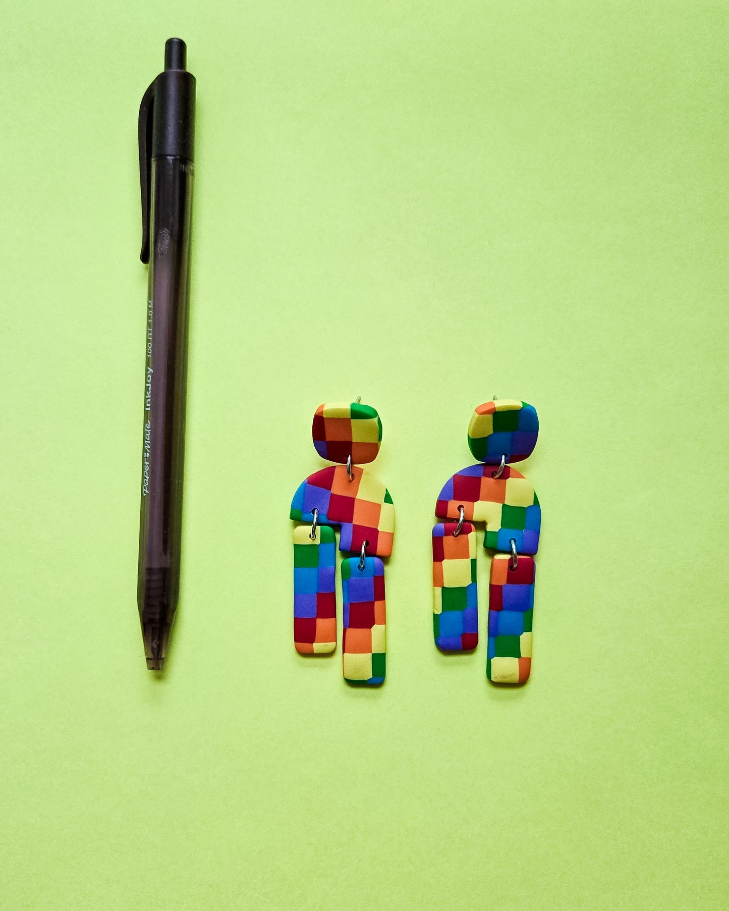 Rainbow Checkerboard Earrings, THREE different pairs available