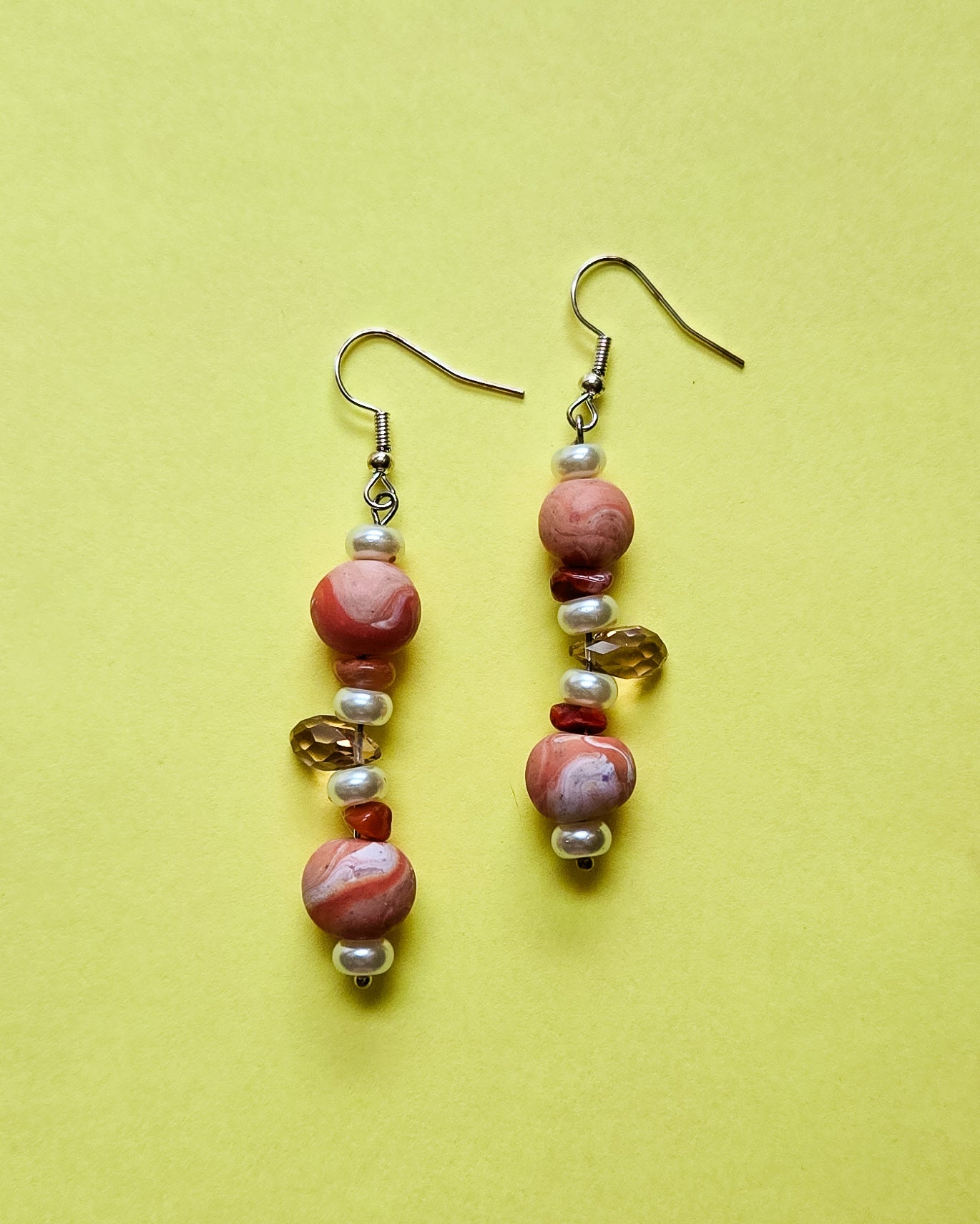 Handsculpted Beaded earrings, 2 inches length