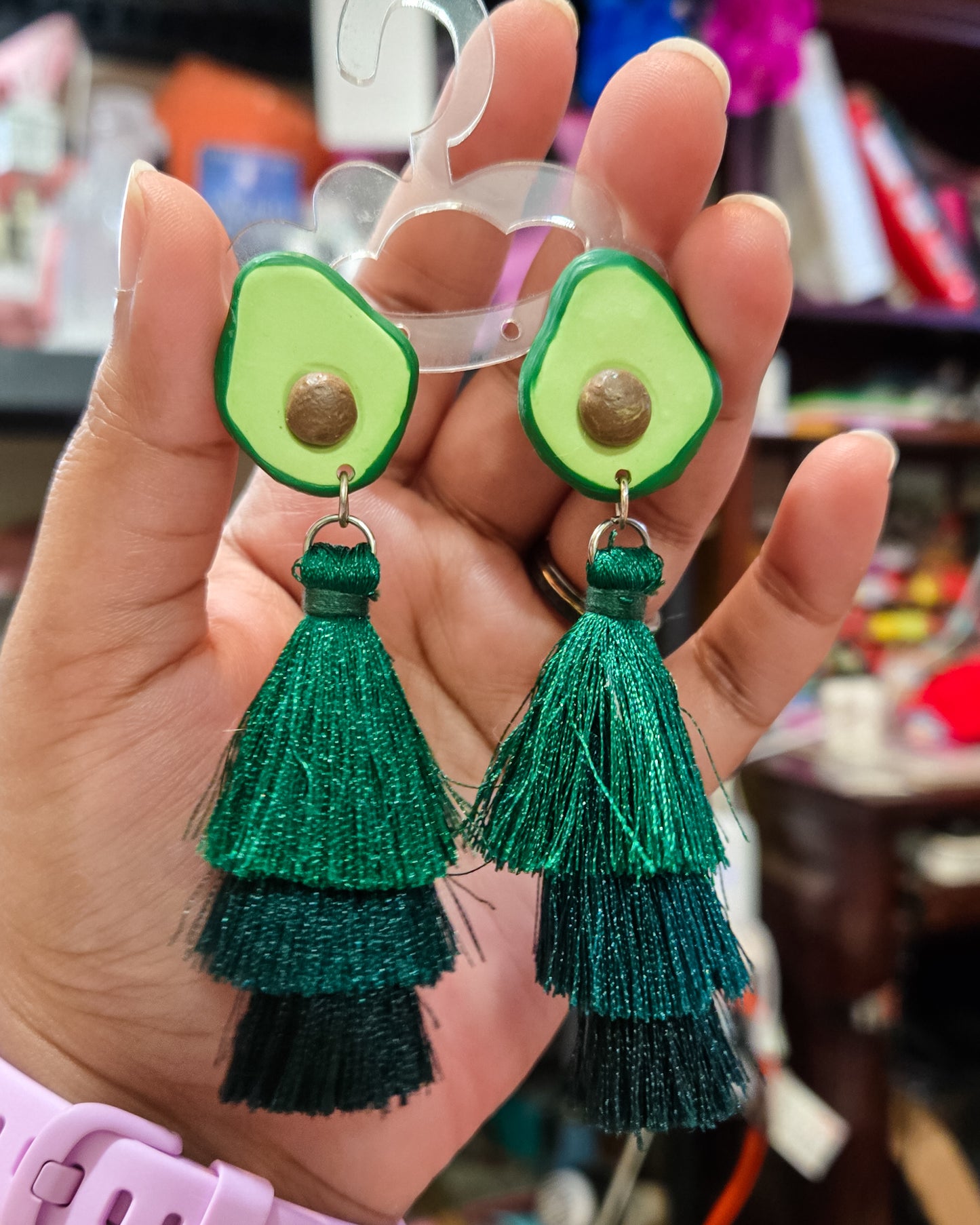 Avocado Tassel Earrings