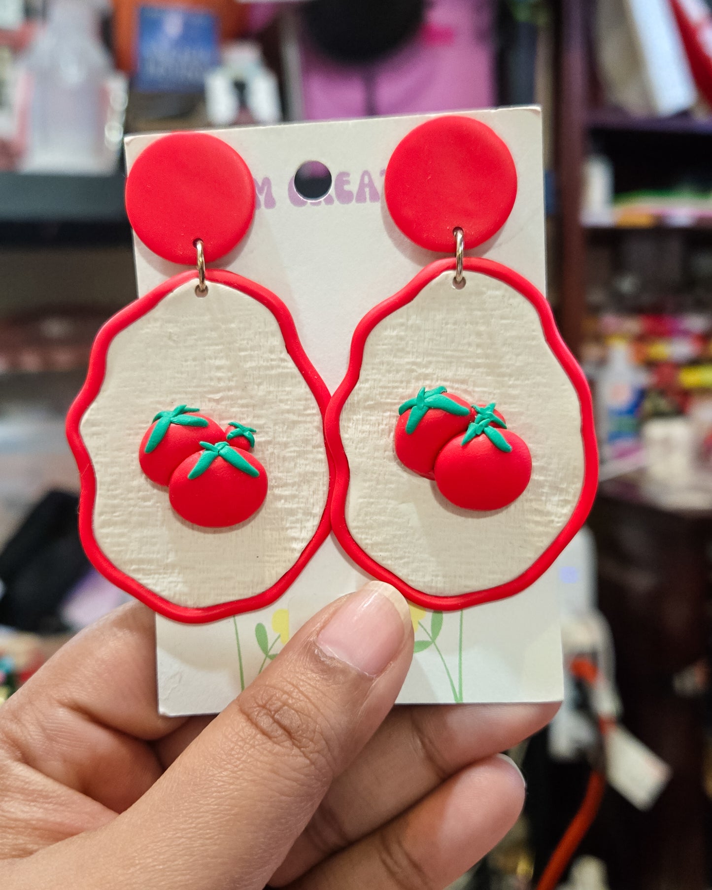 Sewing Needle Tomato Earrings
