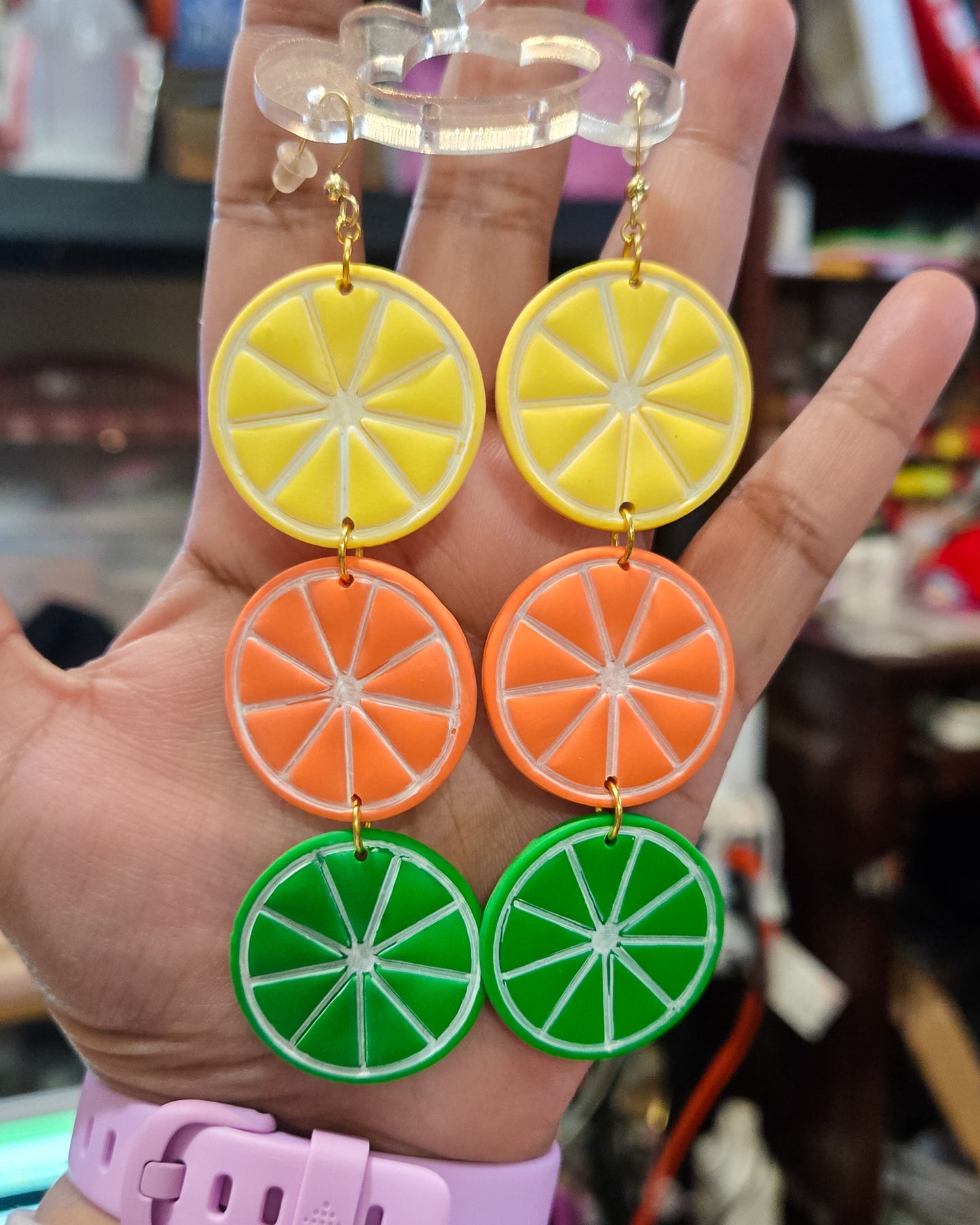 Citrus Earrings, lime lemon orange