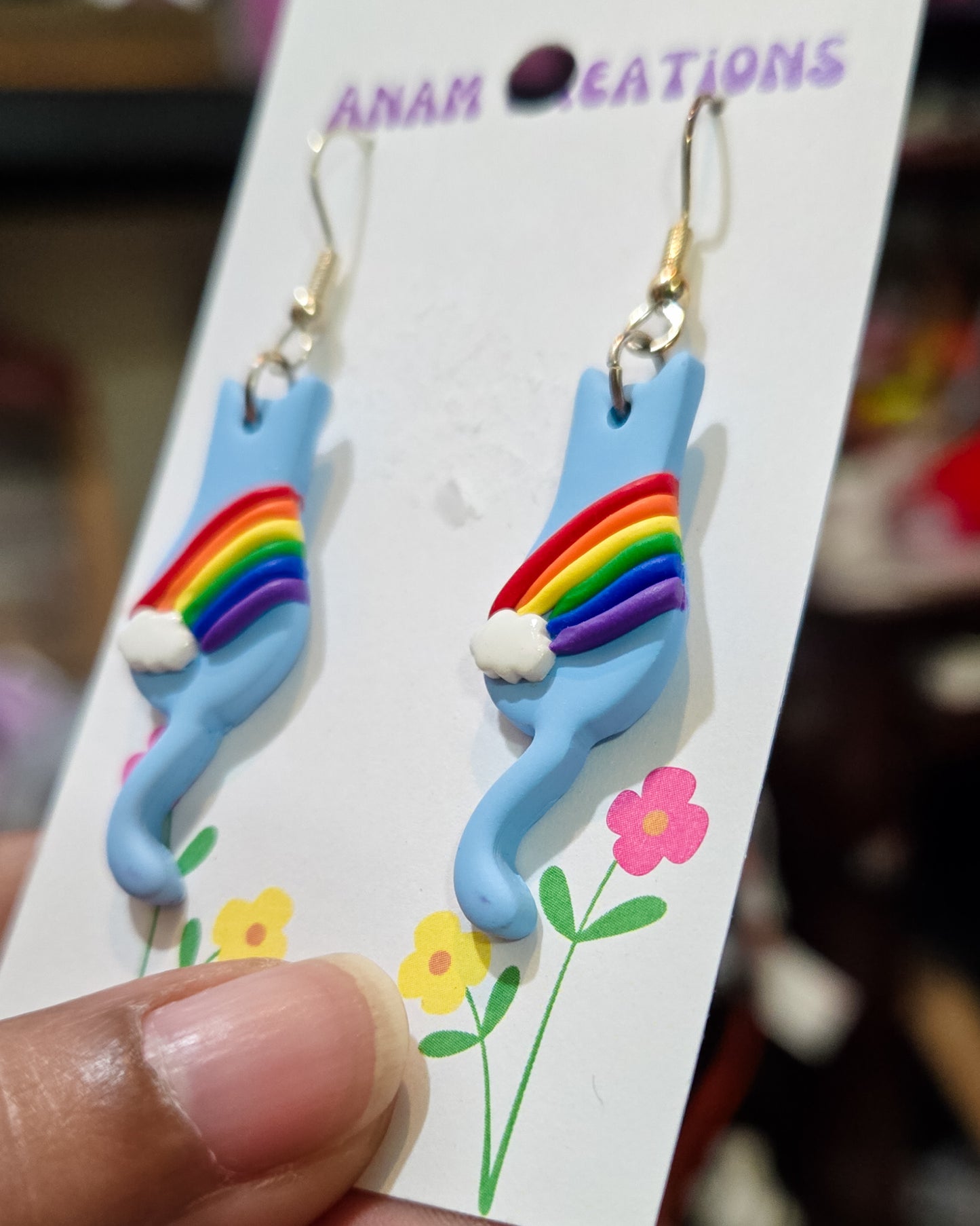 Rainbow Cat Earrings