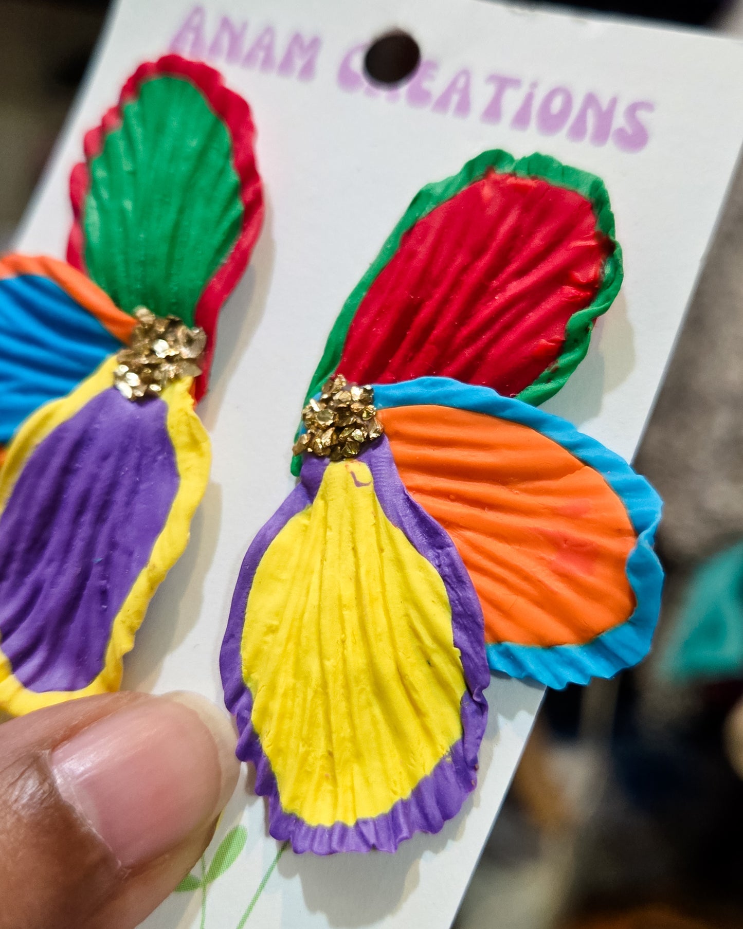 Rainbow Flower Petal Studs