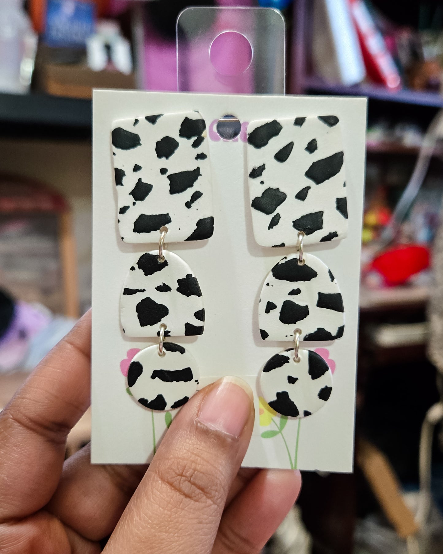 Cow Print Earrings, animal print jewelry